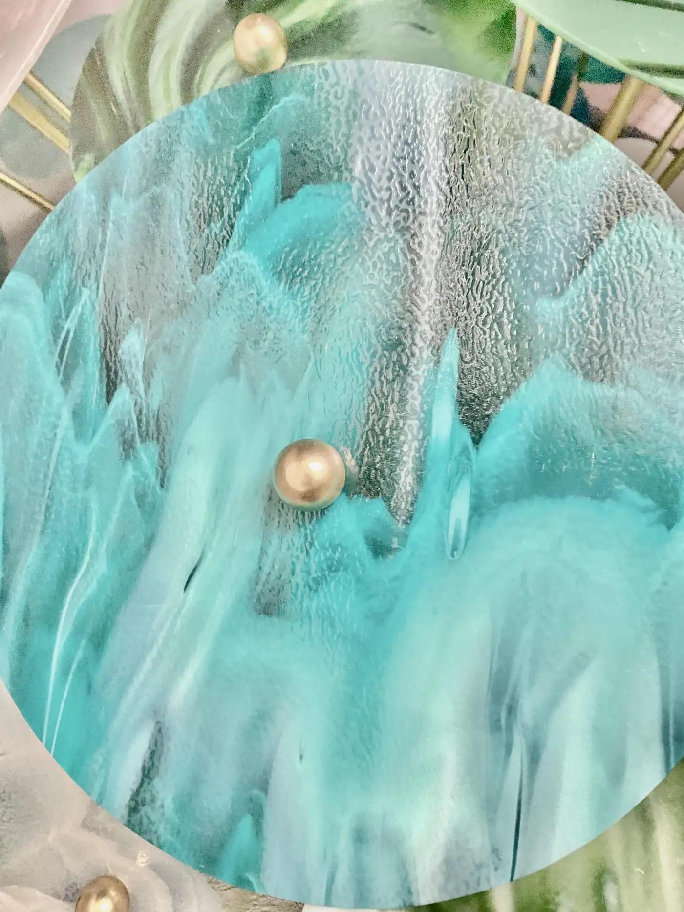 Lustre Sputnik italien monumental en verre de Murano rond en laiton bleu vert blanc en vente 7