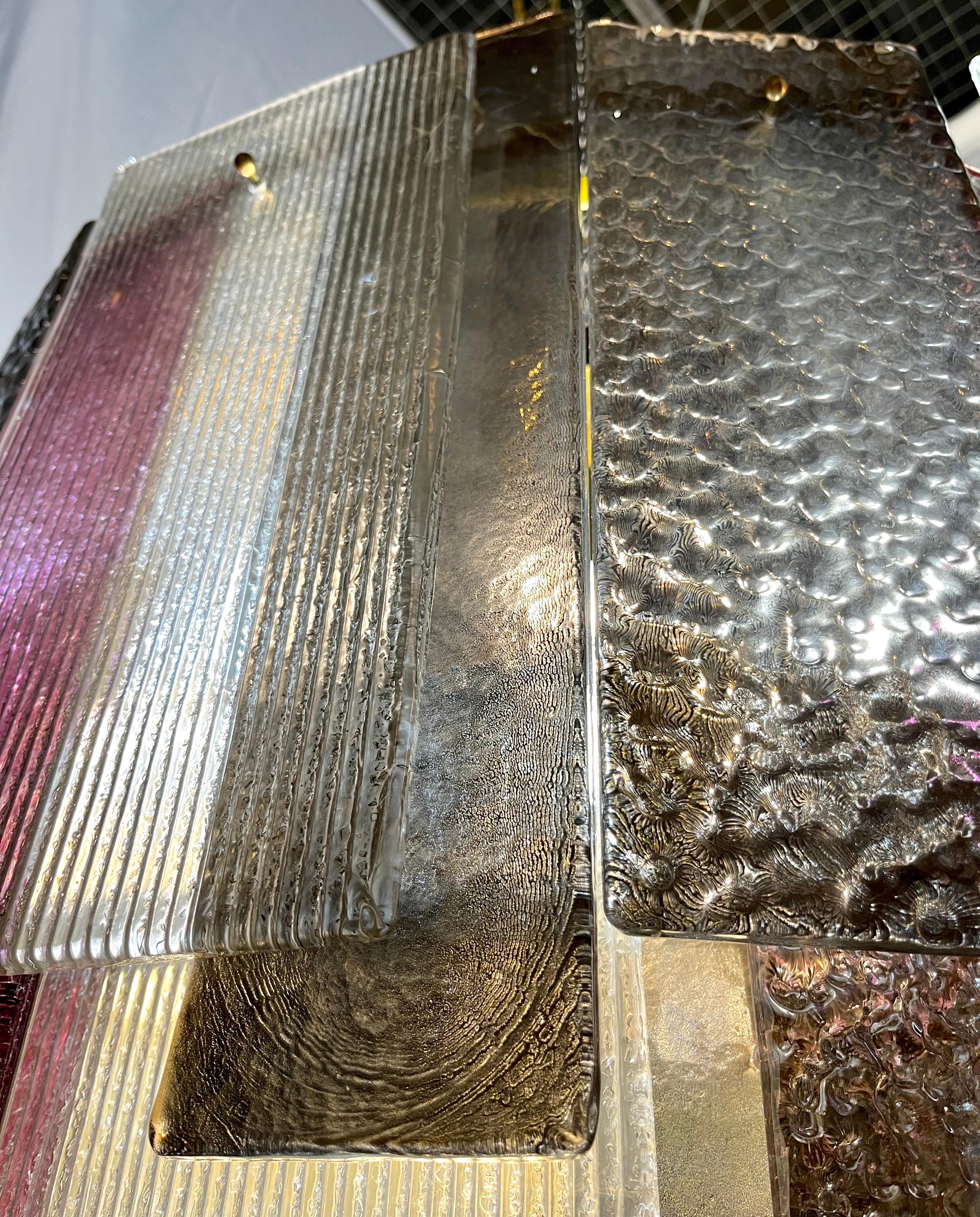 Araña italiana monumental de latón ahumado de cristal de Murano dorado y plateado en Nuevo estado para la venta en New York, NY