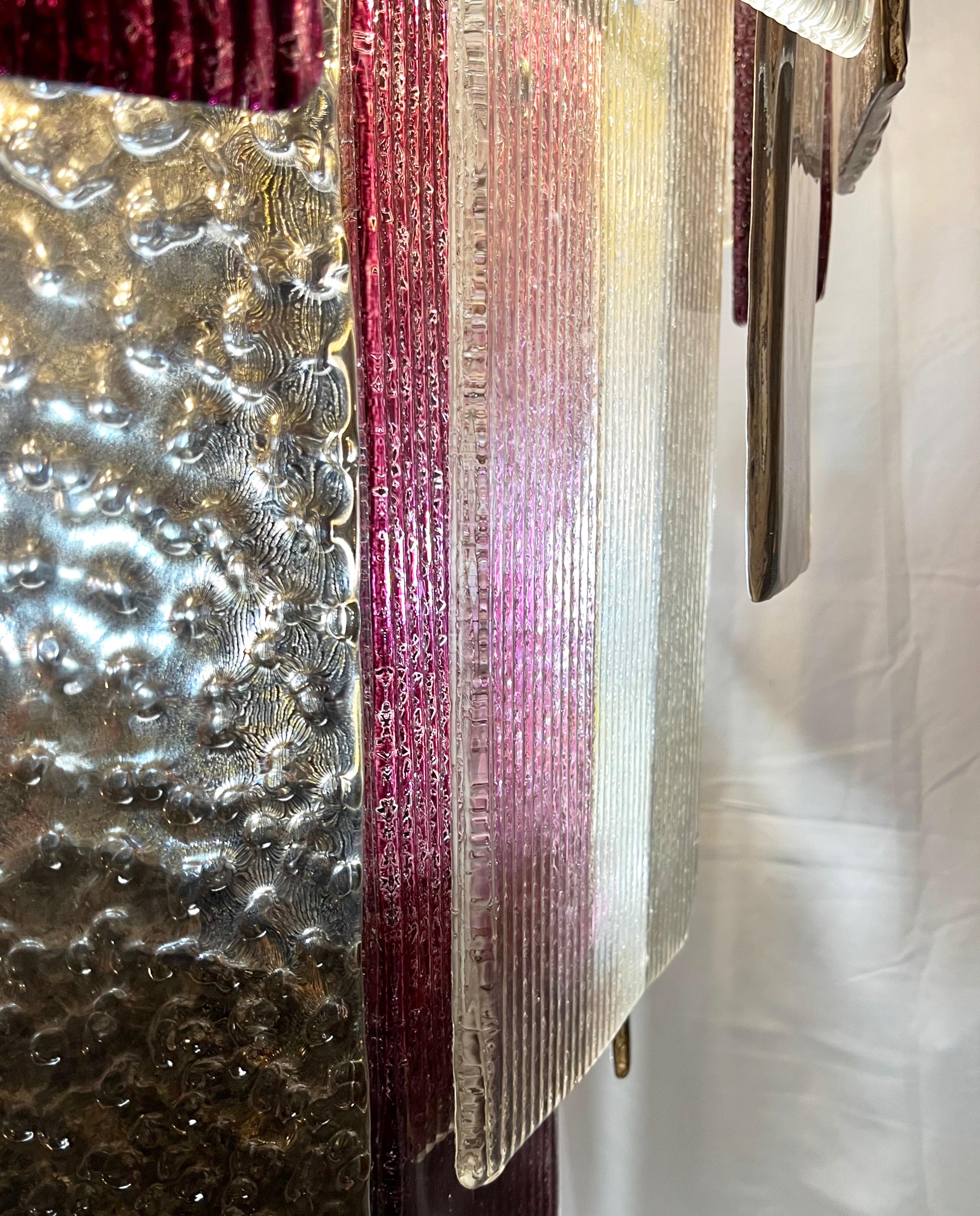 Araña italiana monumental de latón ahumado de cristal de Murano dorado y plateado Siglo XXI y contemporáneo en venta