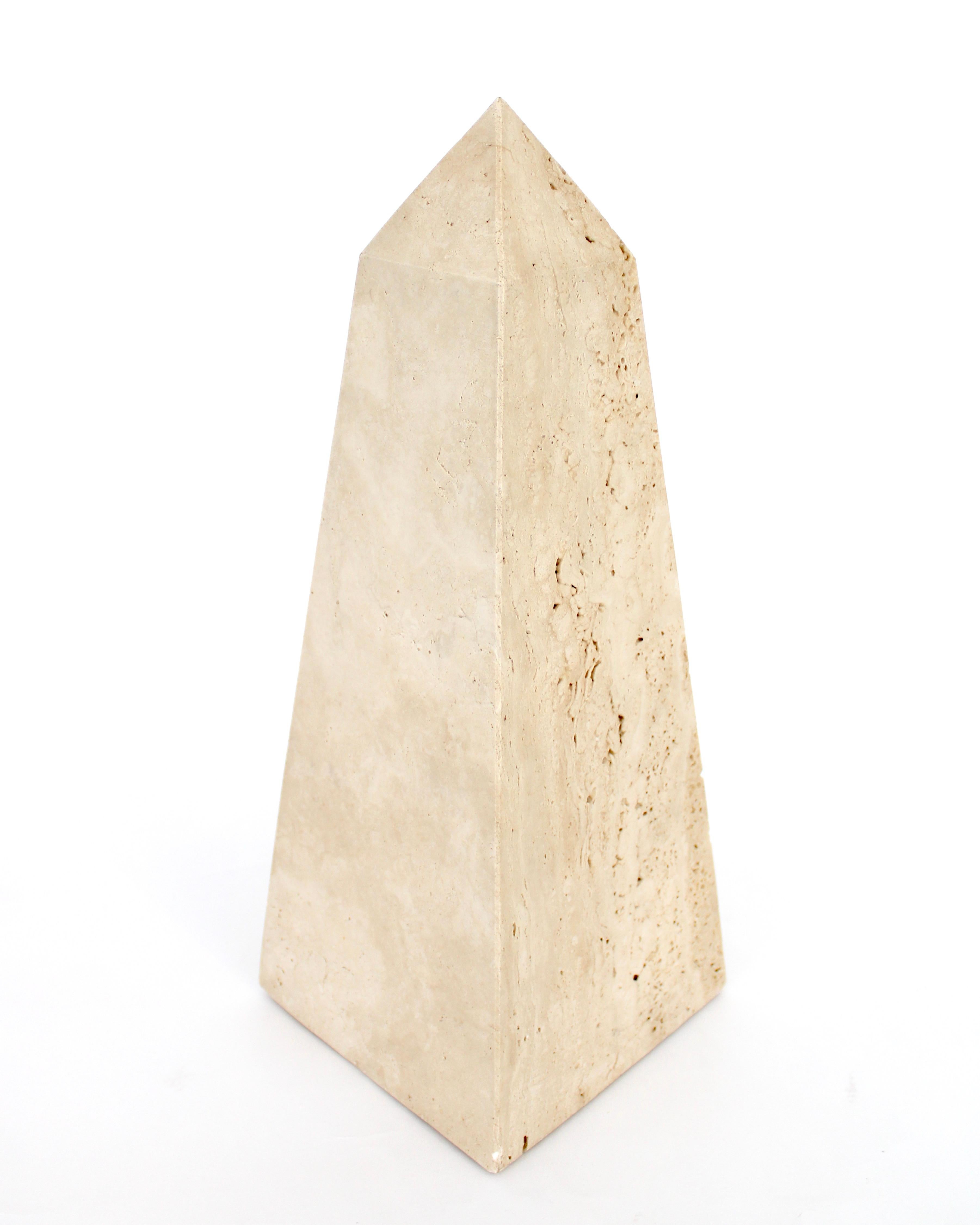 Italian Monumental Travertine Obelisk for Raymor For Sale 1
