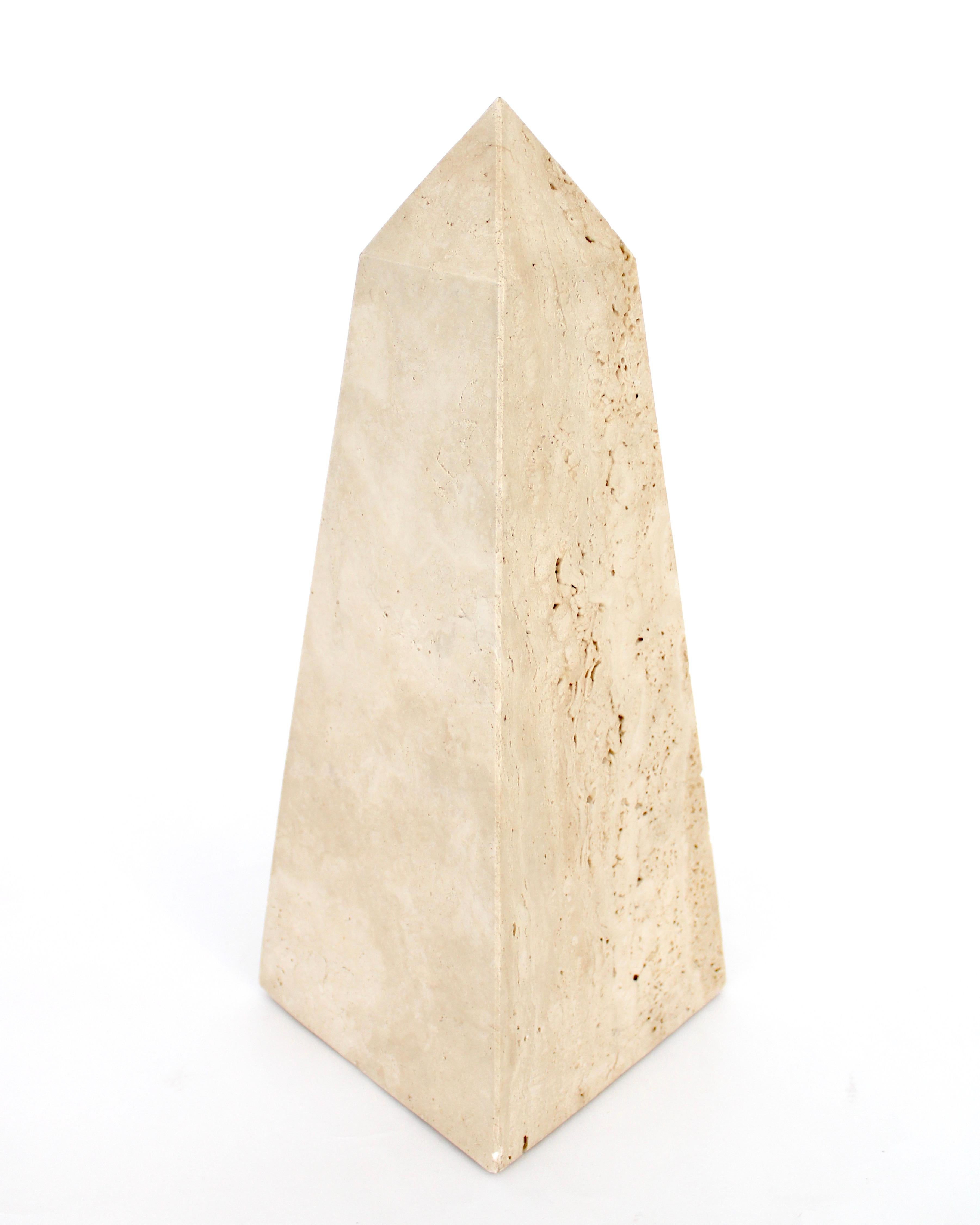 Italian Monumental Travertine Obelisk for Raymor 1