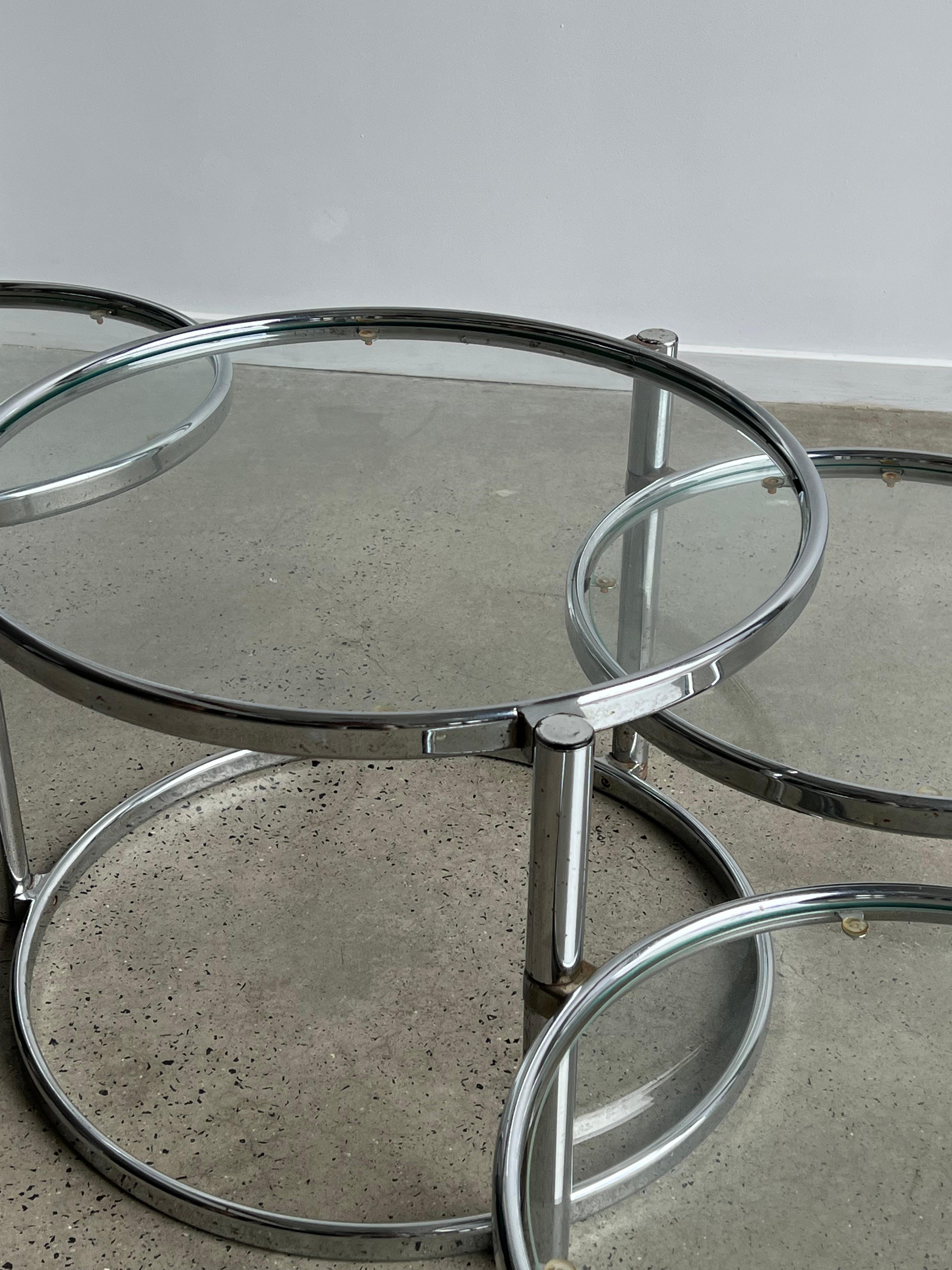 Italian Morex Convertible Coffee Table in Glass and Chrome 1970 5
