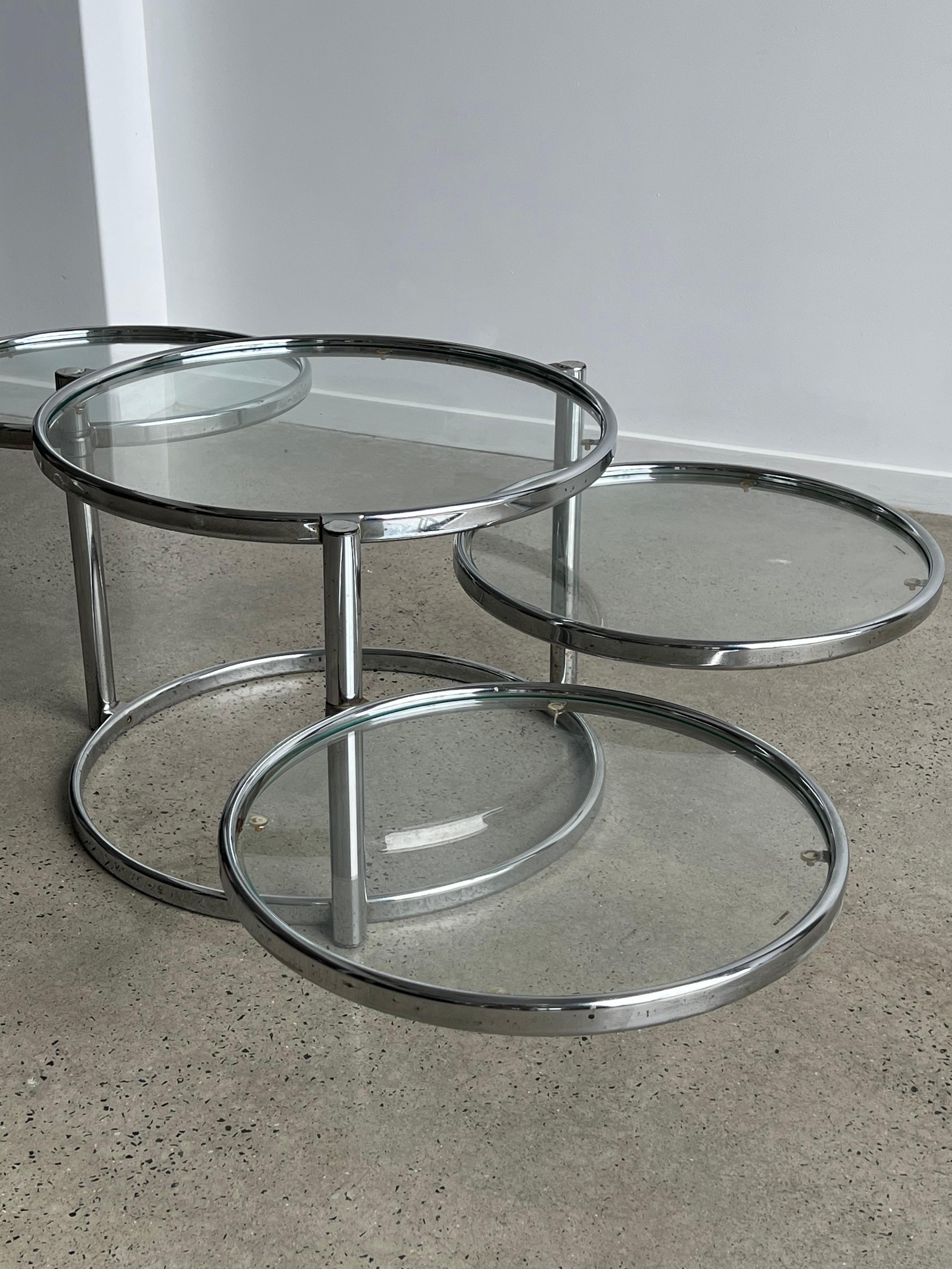 Italian Morex Convertible Coffee Table in Glass and Chrome 1970 6