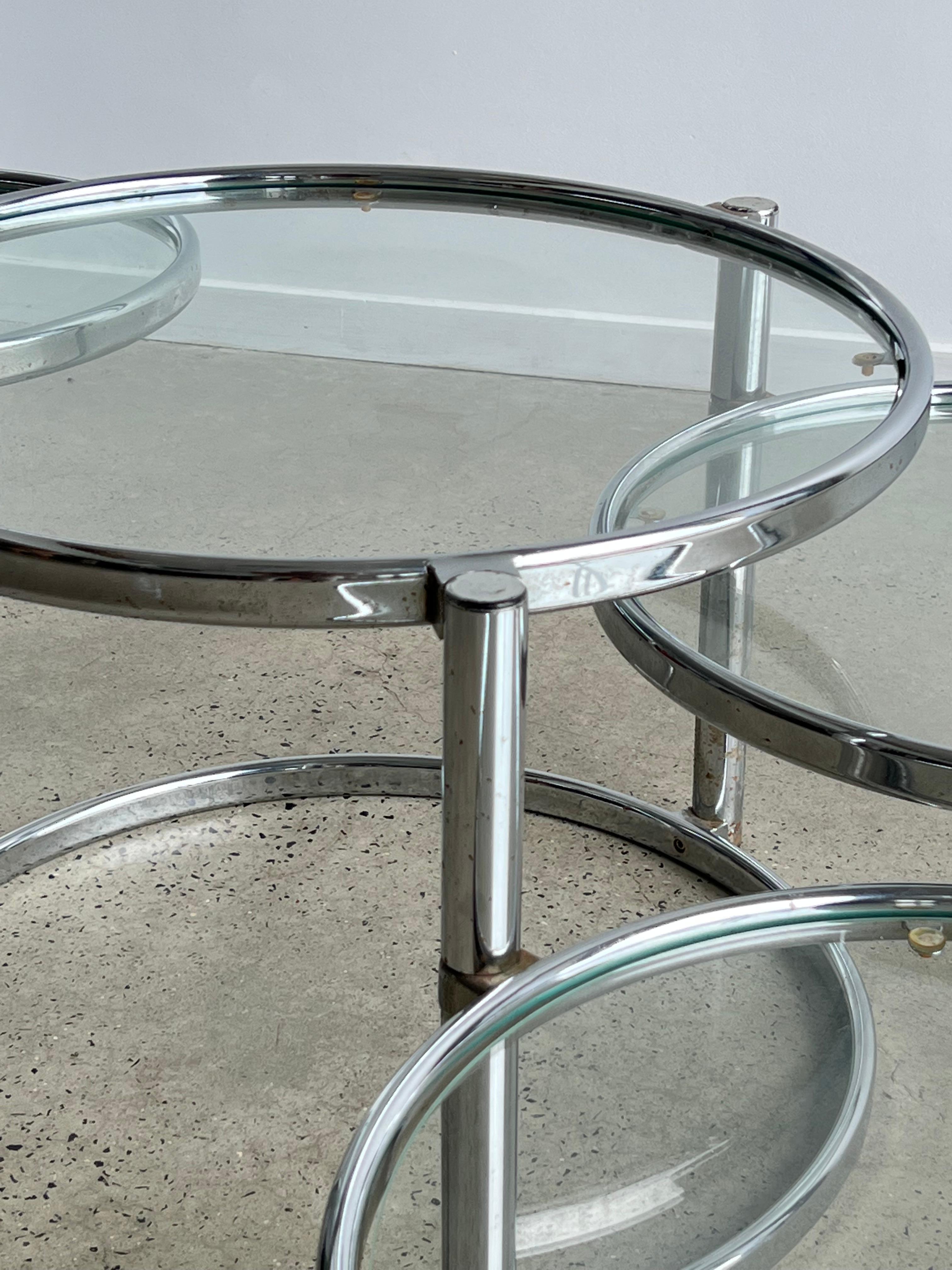 Italian Morex Convertible Coffee Table in Glass and Chrome 1970 In Good Condition In Byron Bay, NSW
