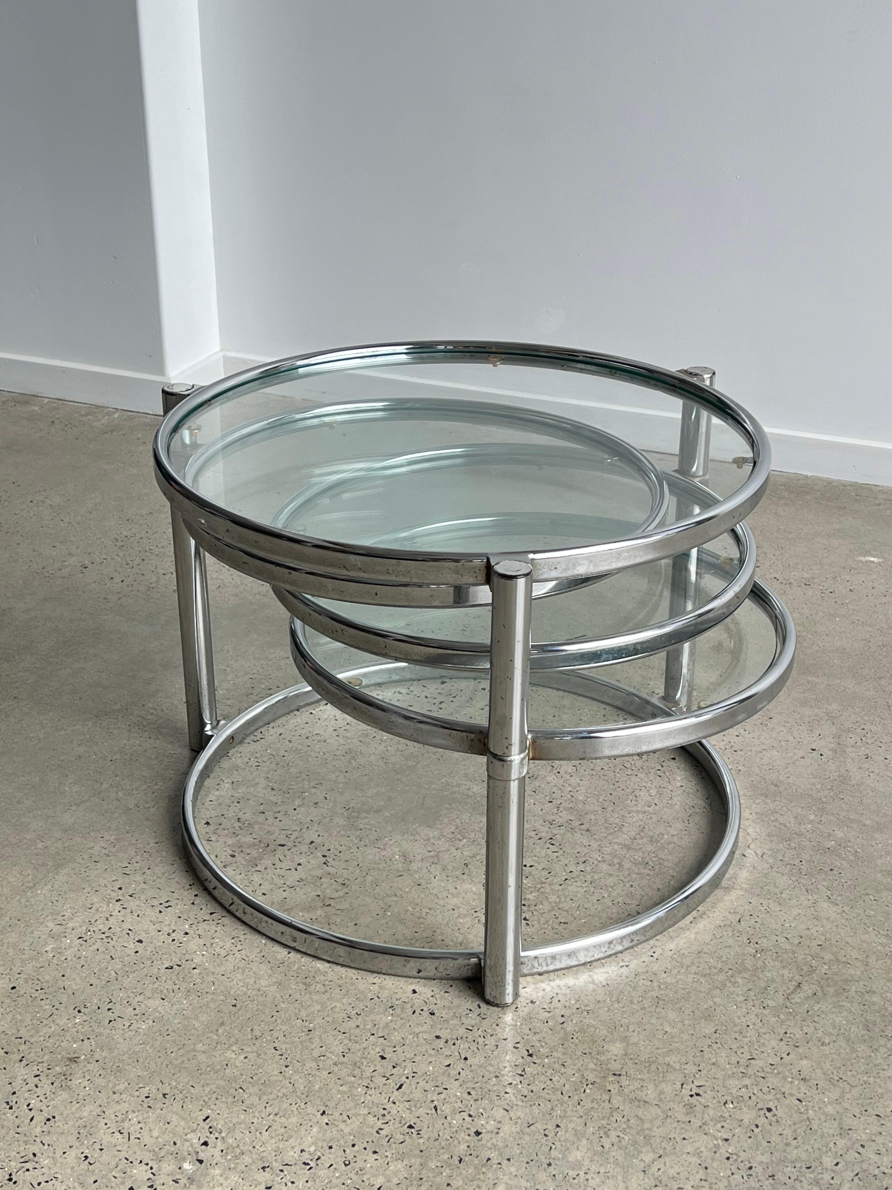 Mid-20th Century Italian Morex Convertible Coffee Table in Glass and Chrome 1970