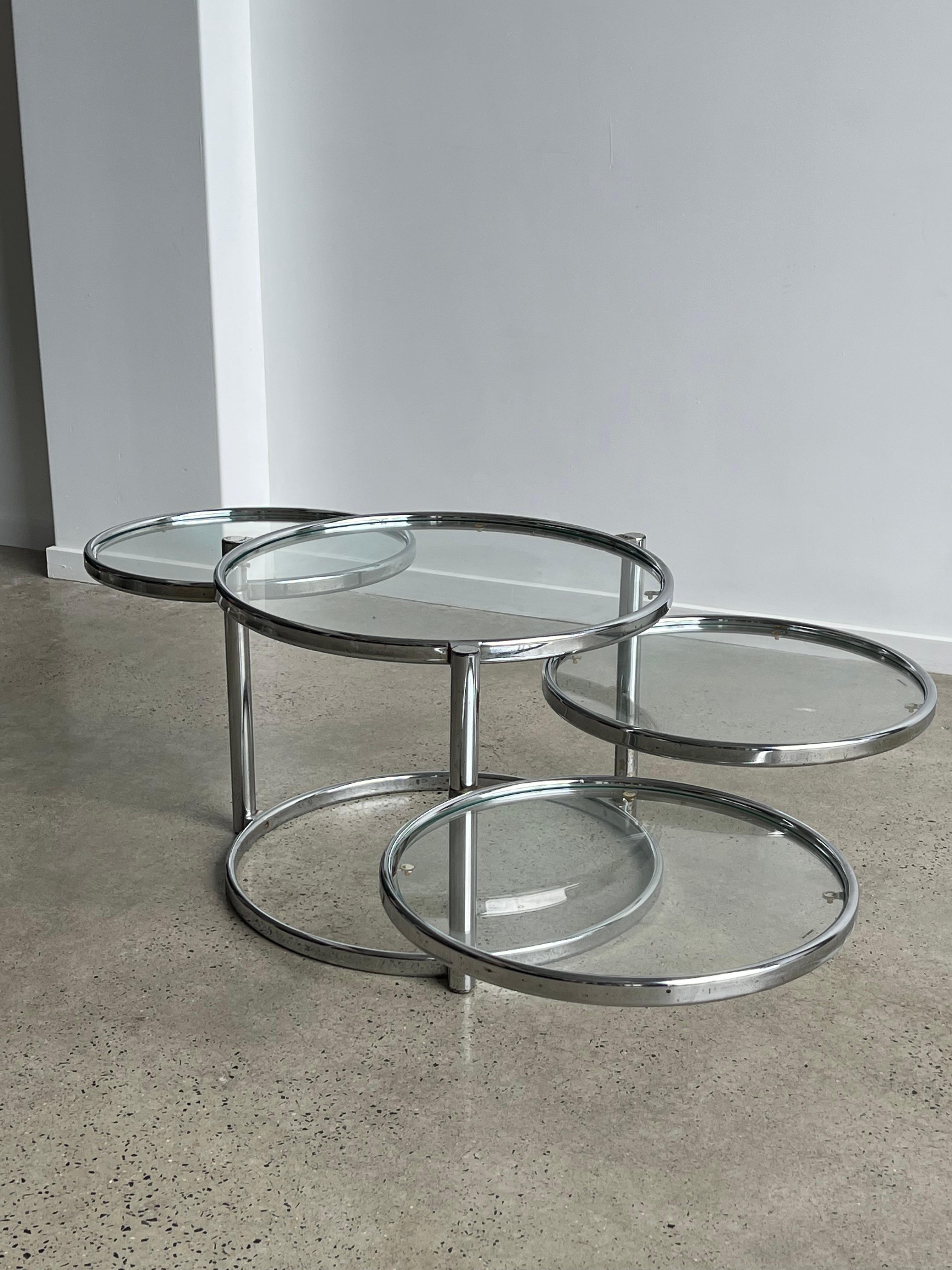 Italian Morex Convertible Coffee Table in Glass and Chrome 1970 2
