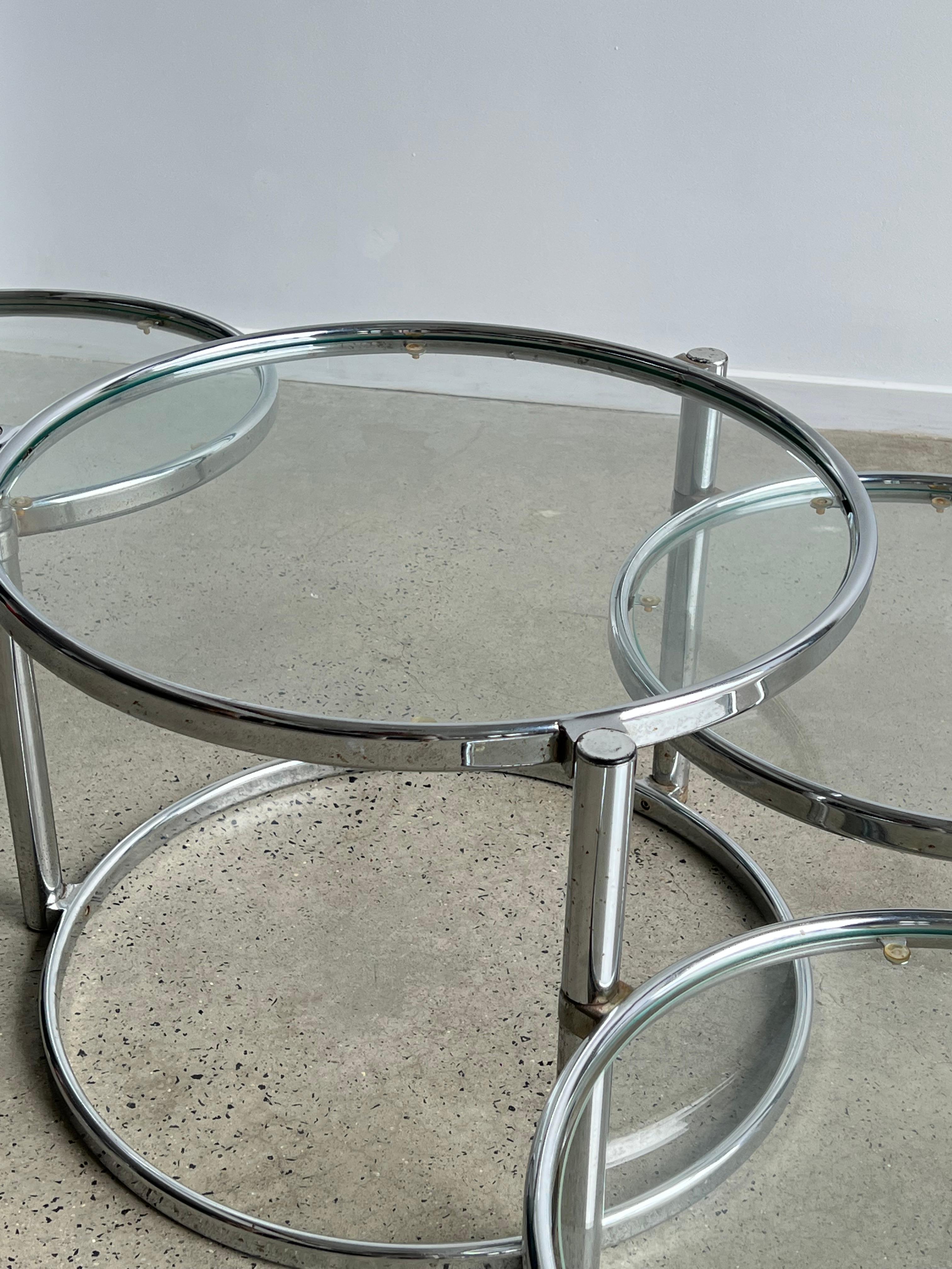 Italian Morex Convertible Coffee Table in Glass and Chrome 1970 3