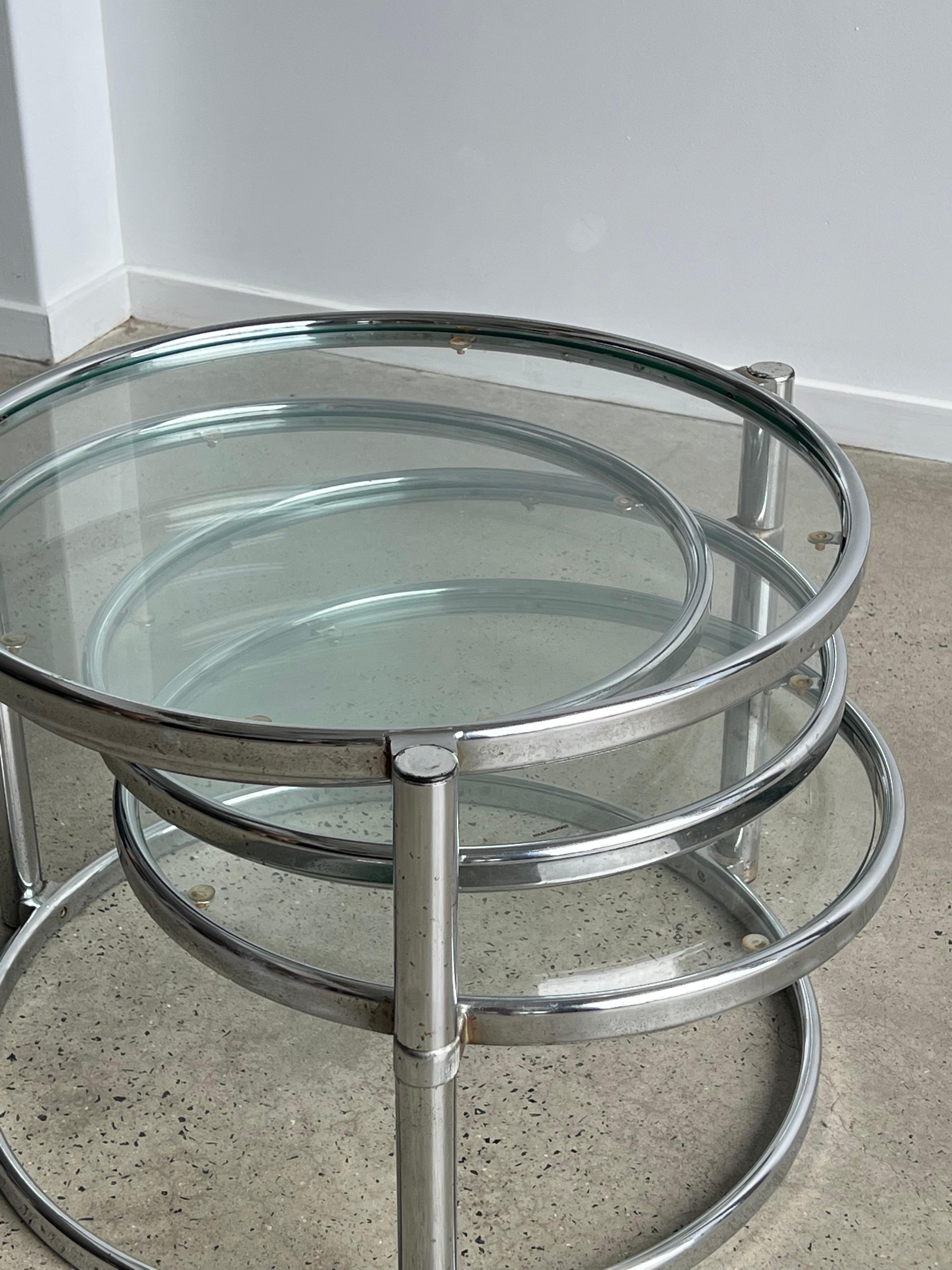 Italian Morex Convertible Coffee Table in Glass and Chrome 1970 4