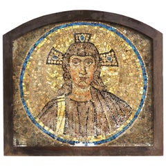 Italian Mosaic of Jesus Figure, Mounted in Oak Frame
