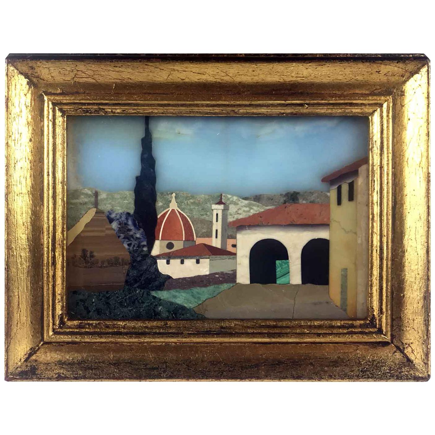 Italian Mosaic Pietra Dura Picture of Florence View with Cathedral