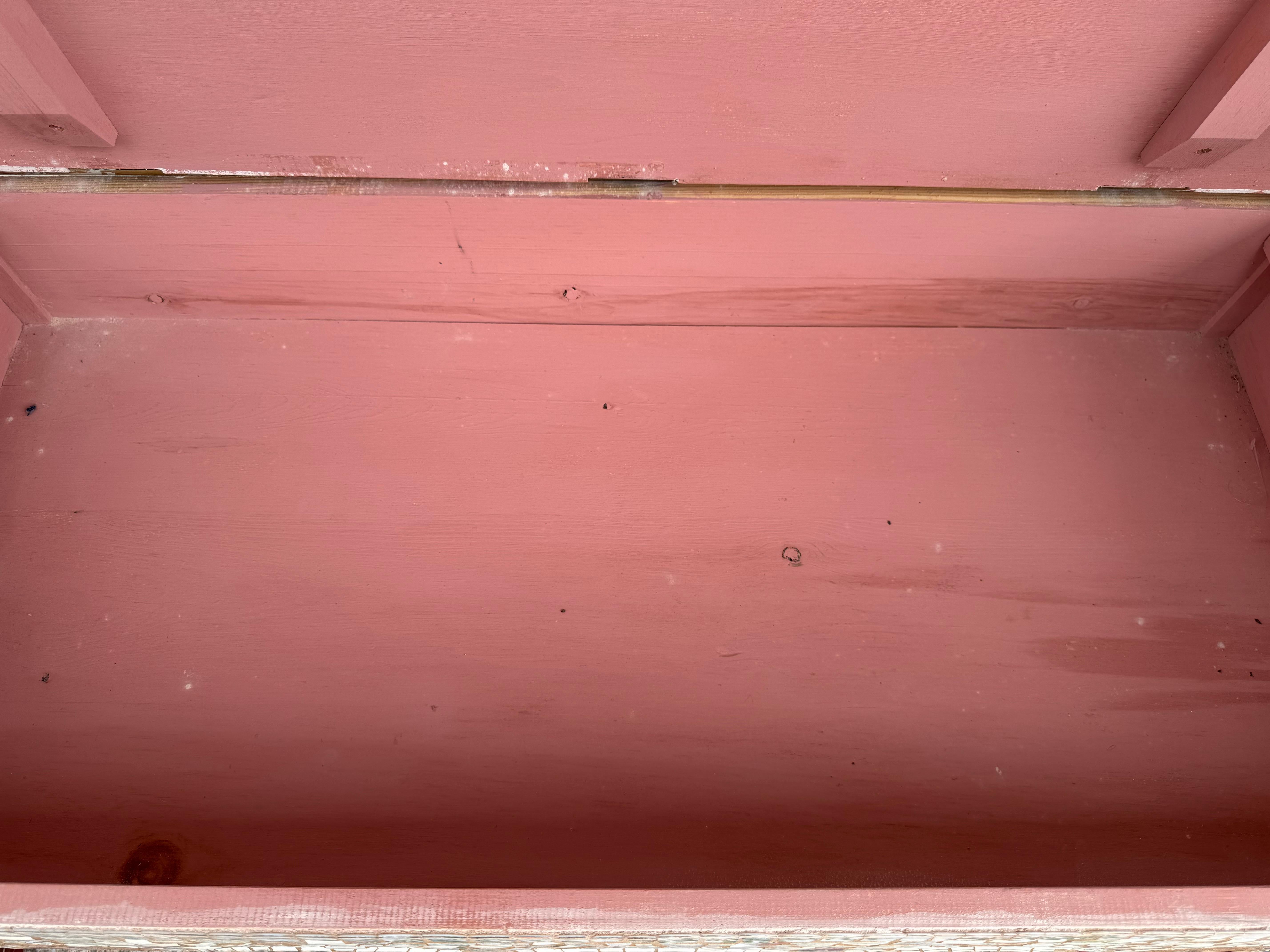 Banc en bois mosaïque italien avec siège de rangement en vente 3