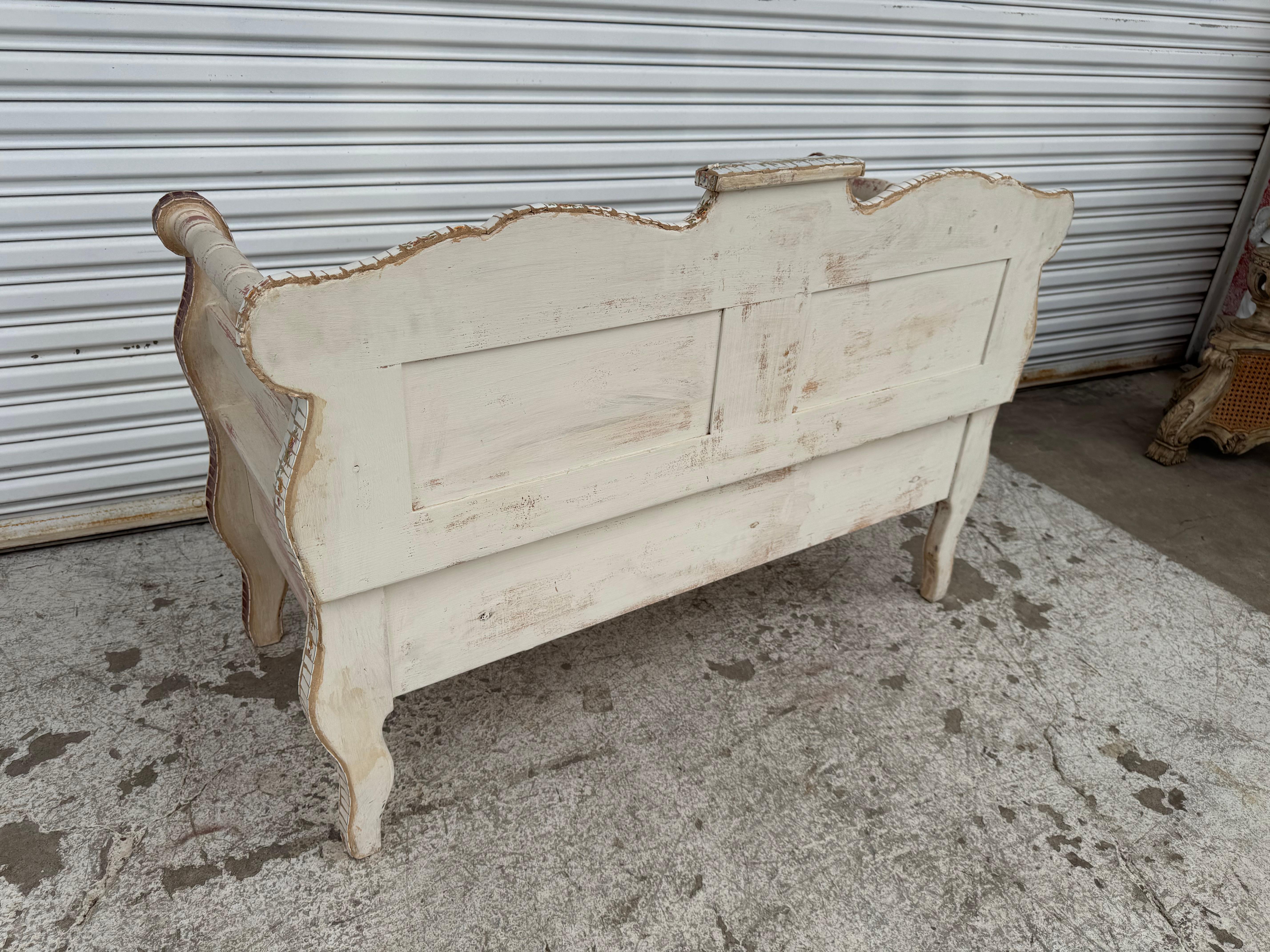 Moderne Banc en bois mosaïque italien avec siège de rangement en vente