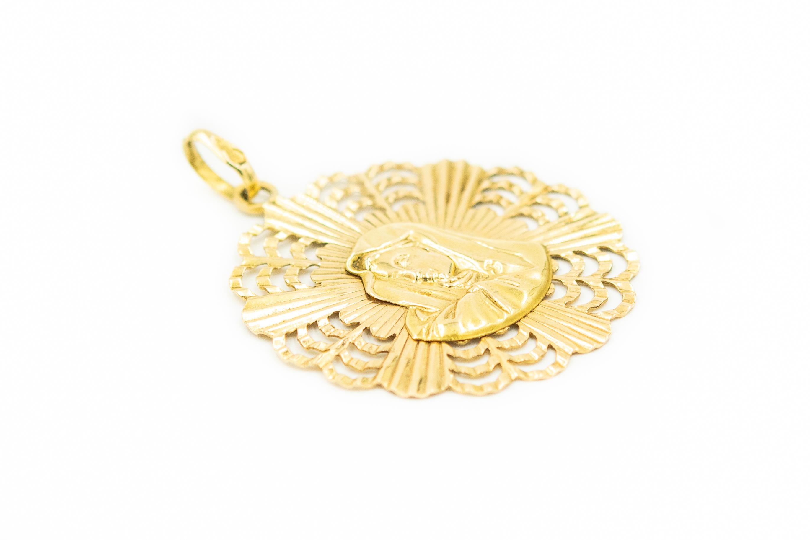 gold mary medallion
