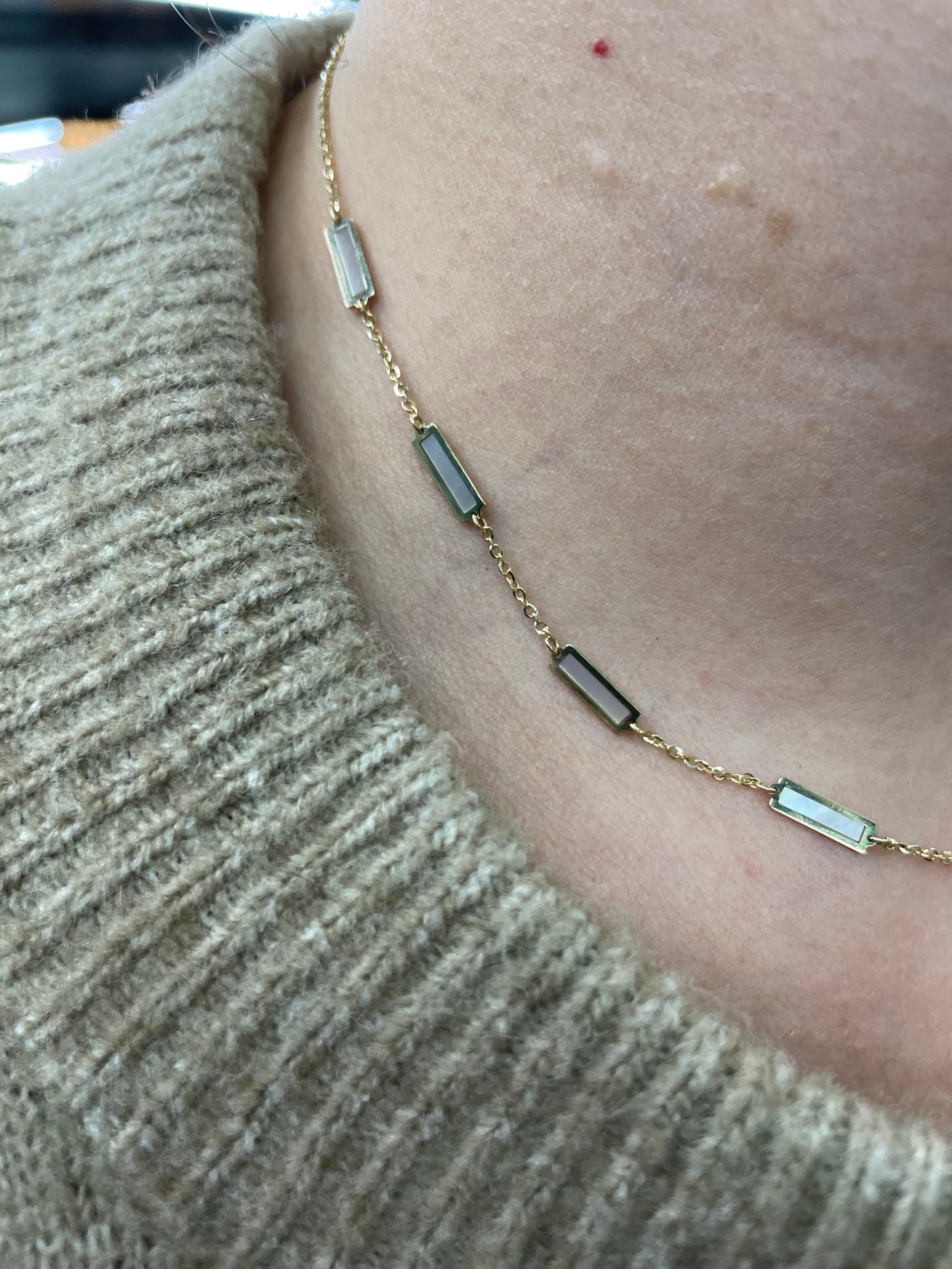 mother of pearl bar necklace