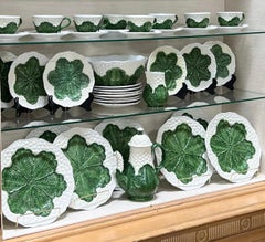 Italian Mottahedeh Cauliflower Majolica Cabbage Leaf Set - Plates, Pitcher , Bowl