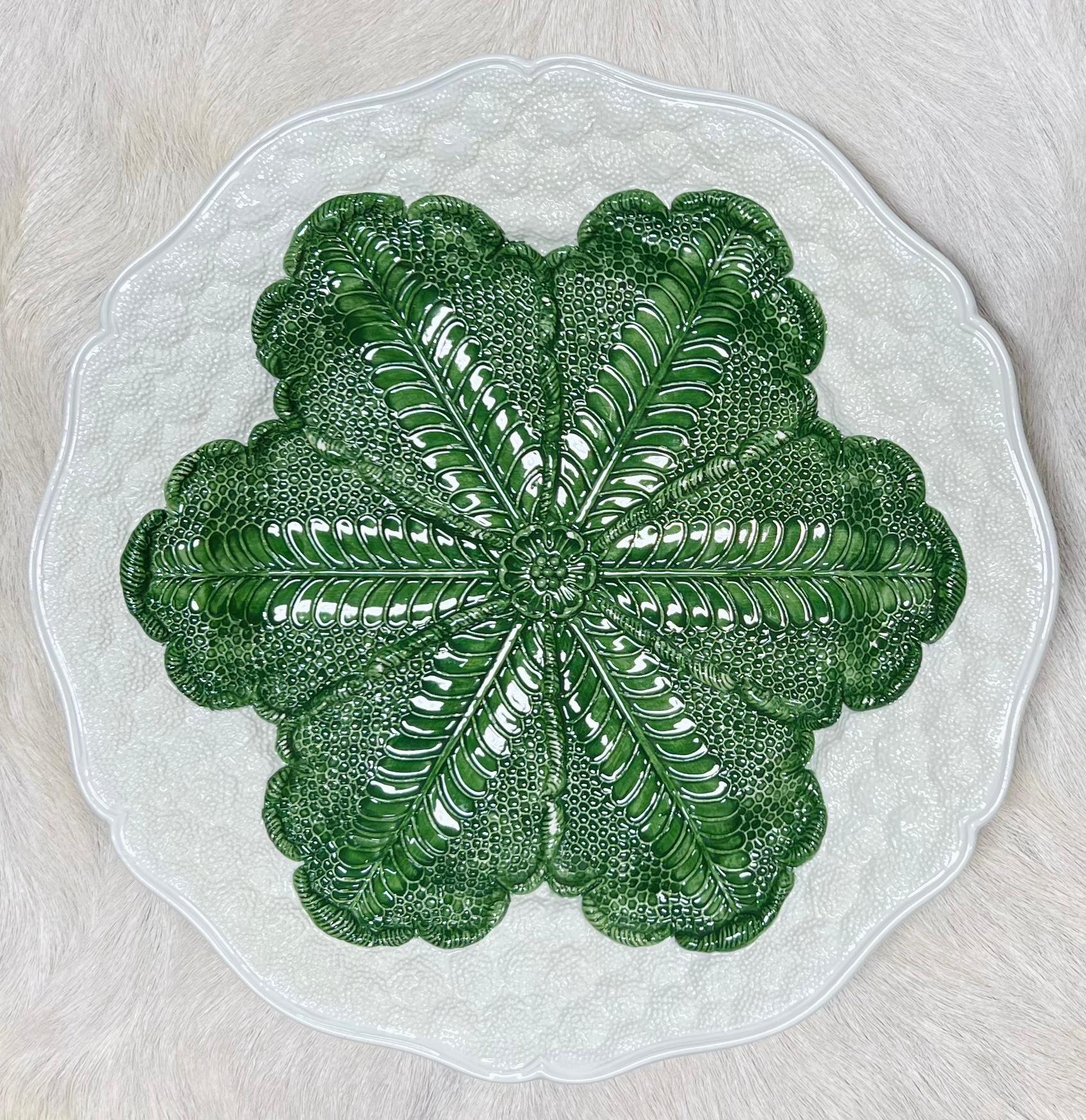 20th Century Italian Mottahedeh Cauliflower Majolica Cabbage Leaf Set - Plates, Pitcher , Bowl