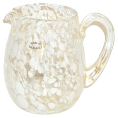 Italian Mottled Murano Glass Modern Pitcher Jug with White Murrine