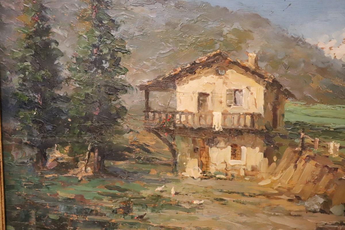 Italienisches Ölgemälde im Bergtal, auf Karton, signiert A. Scocchera im Angebot 3