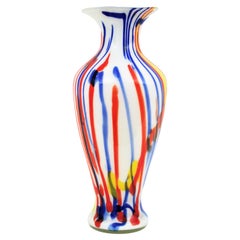 Italian Multi-Color Stripes Murano Art Glass Vase, 1960s