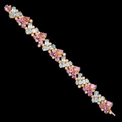 Italian Multi-Gem & 18k Rose Gold Bracelet