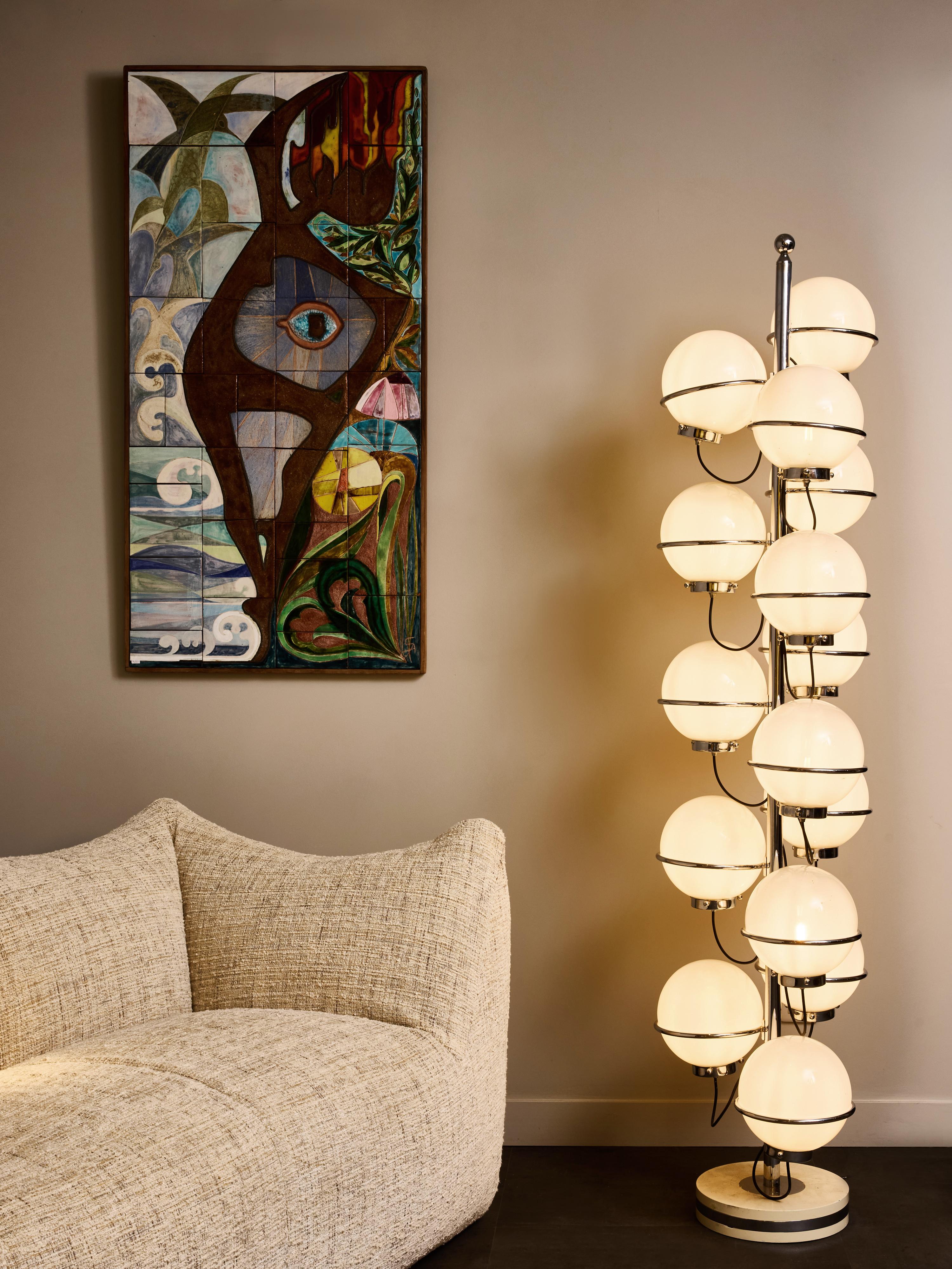 Mid-Century Modern Italian Multi-Globe Sculptural Floor Lamp For Sale