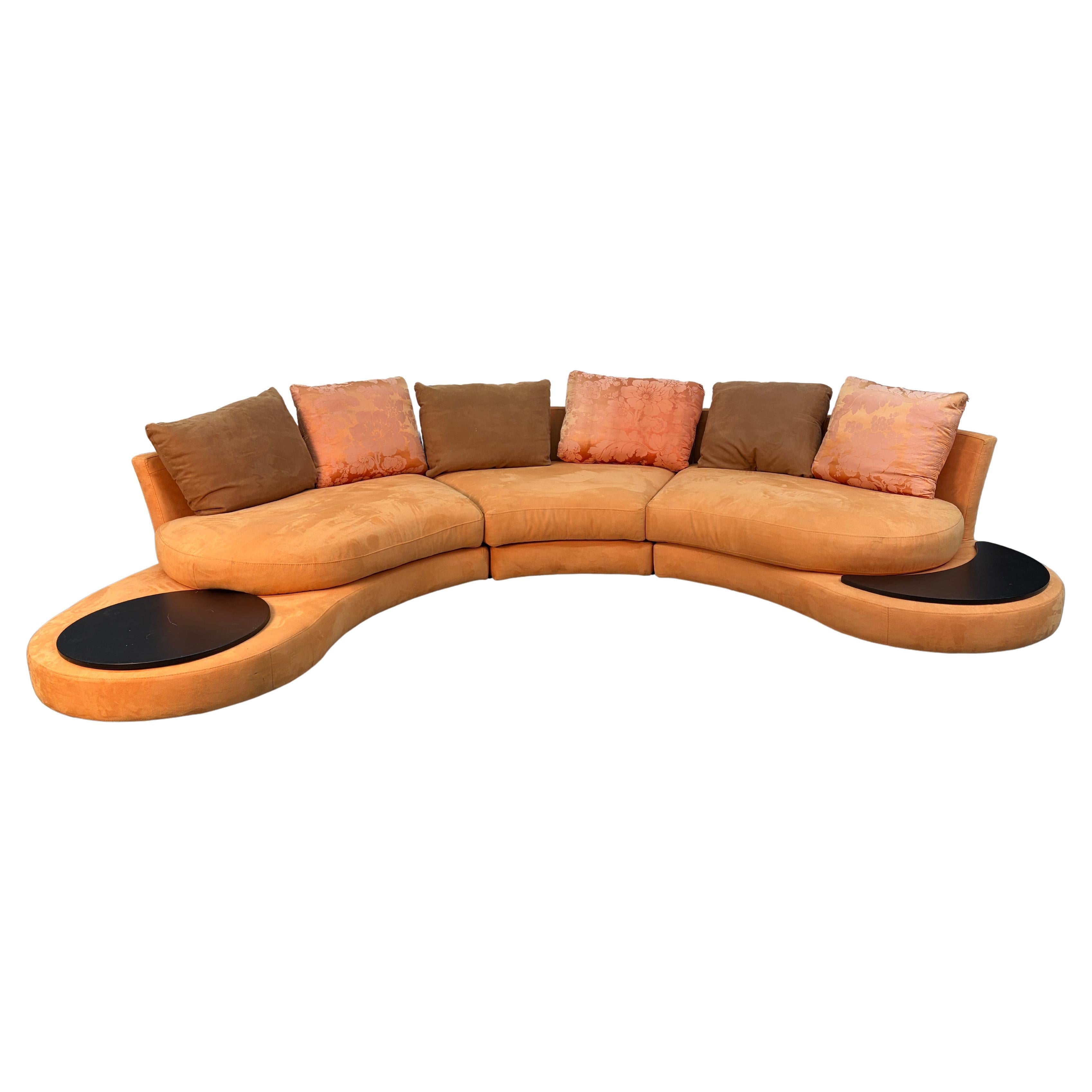 Italian Multi-Sectional Suede Couch by Roche Bobois For Sale