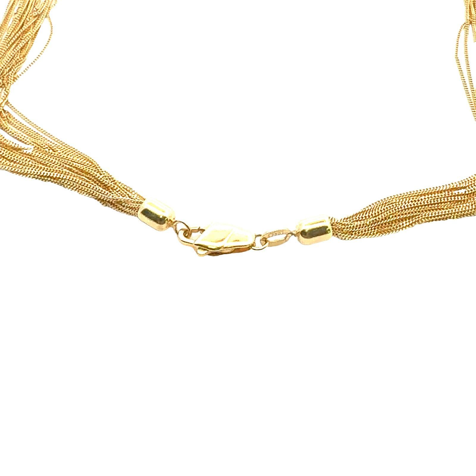 Italian Multi-Strand 18 Karat Yellow Gold Necklace In Excellent Condition For Sale In Boca Raton, FL