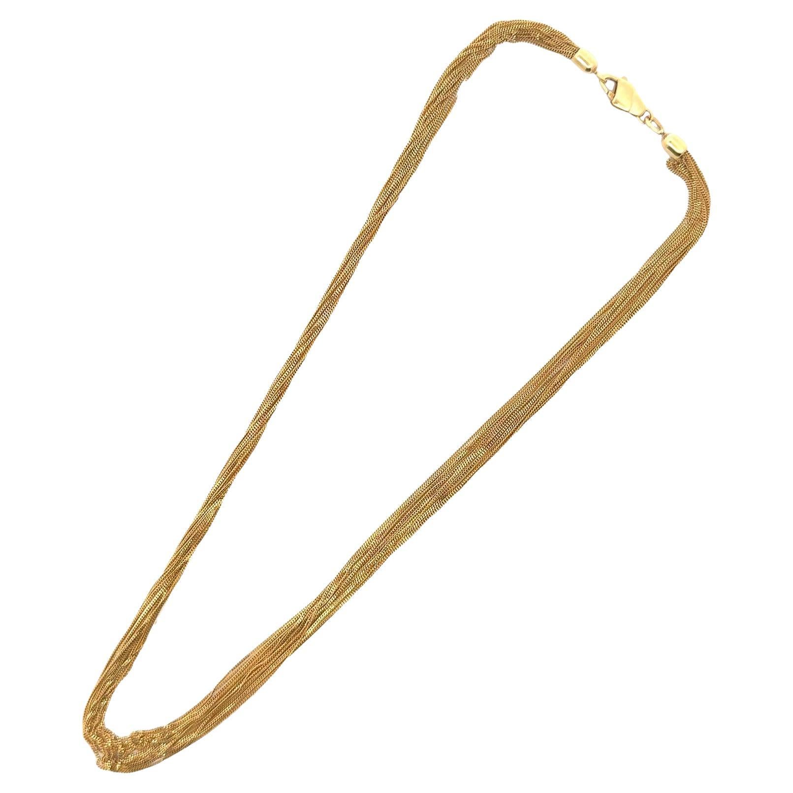 Italian Multi-Strand 18 Karat Yellow Gold Necklace For Sale