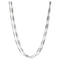 Italian Multi Strand Barrel Bead Chain Necklace, Sterling Silver
