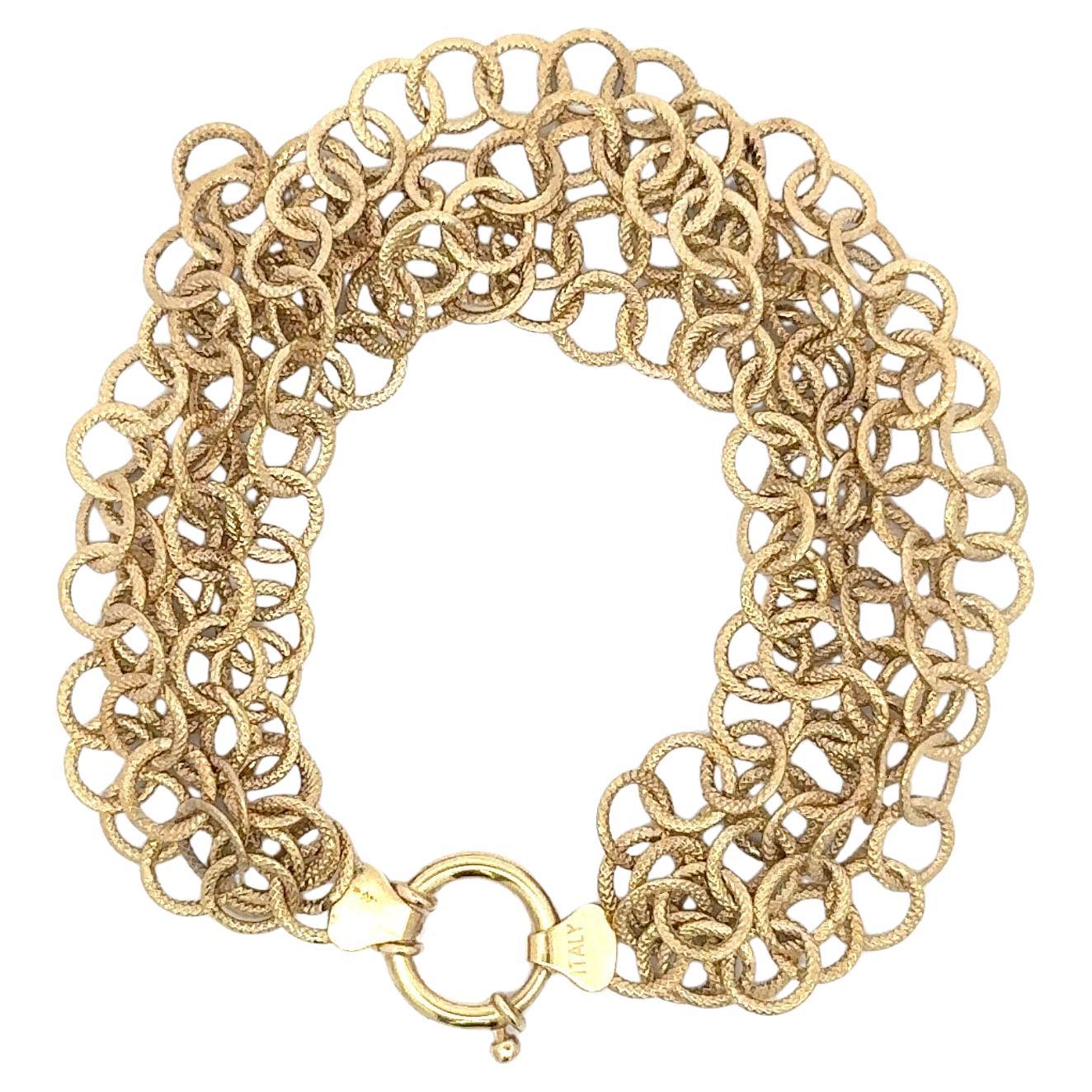 Contemporain Bracelet italien à maillons texturés multi-rangs en or jaune 14 carats 8,8 grammes 7,25