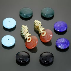 Italian Multi-Color Interchangeable Gemstone Yellow Gold Earrings