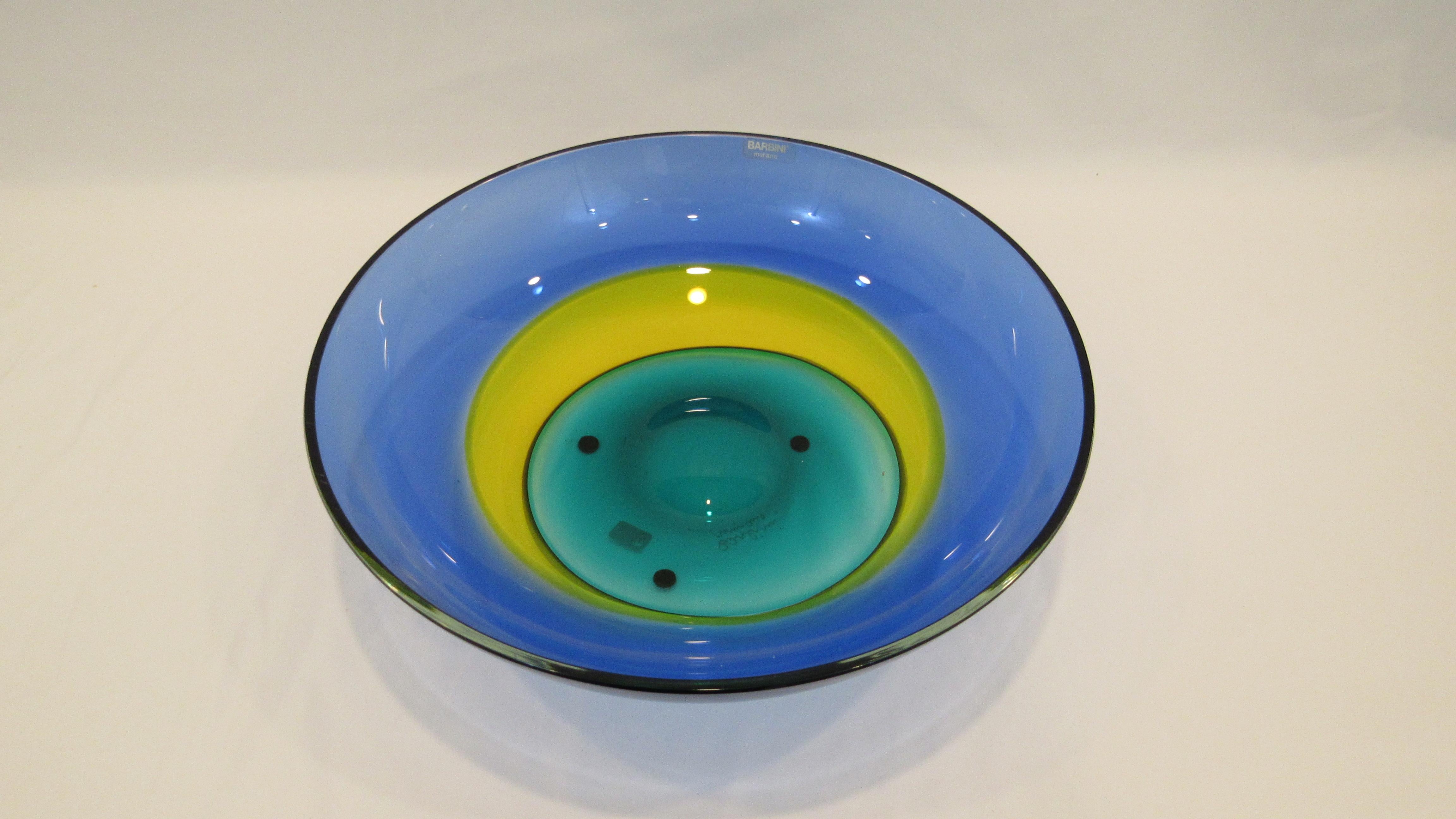 Mid-Century Modern Italian Multi-Color Murano Glass Bowl by Barbini For Sale