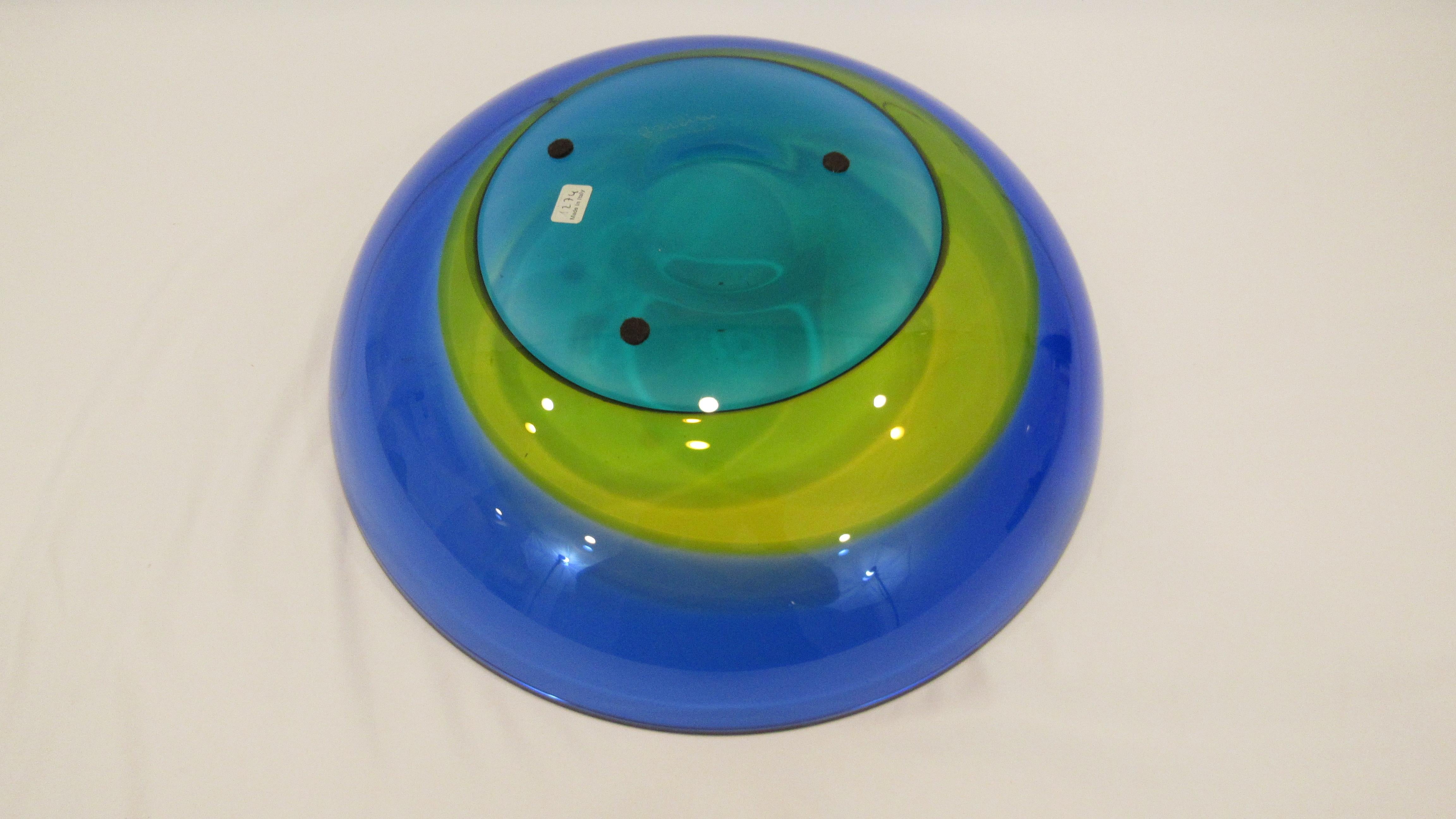Italian Multi-Color Murano Glass Bowl by Barbini In Excellent Condition For Sale In Miami, FL