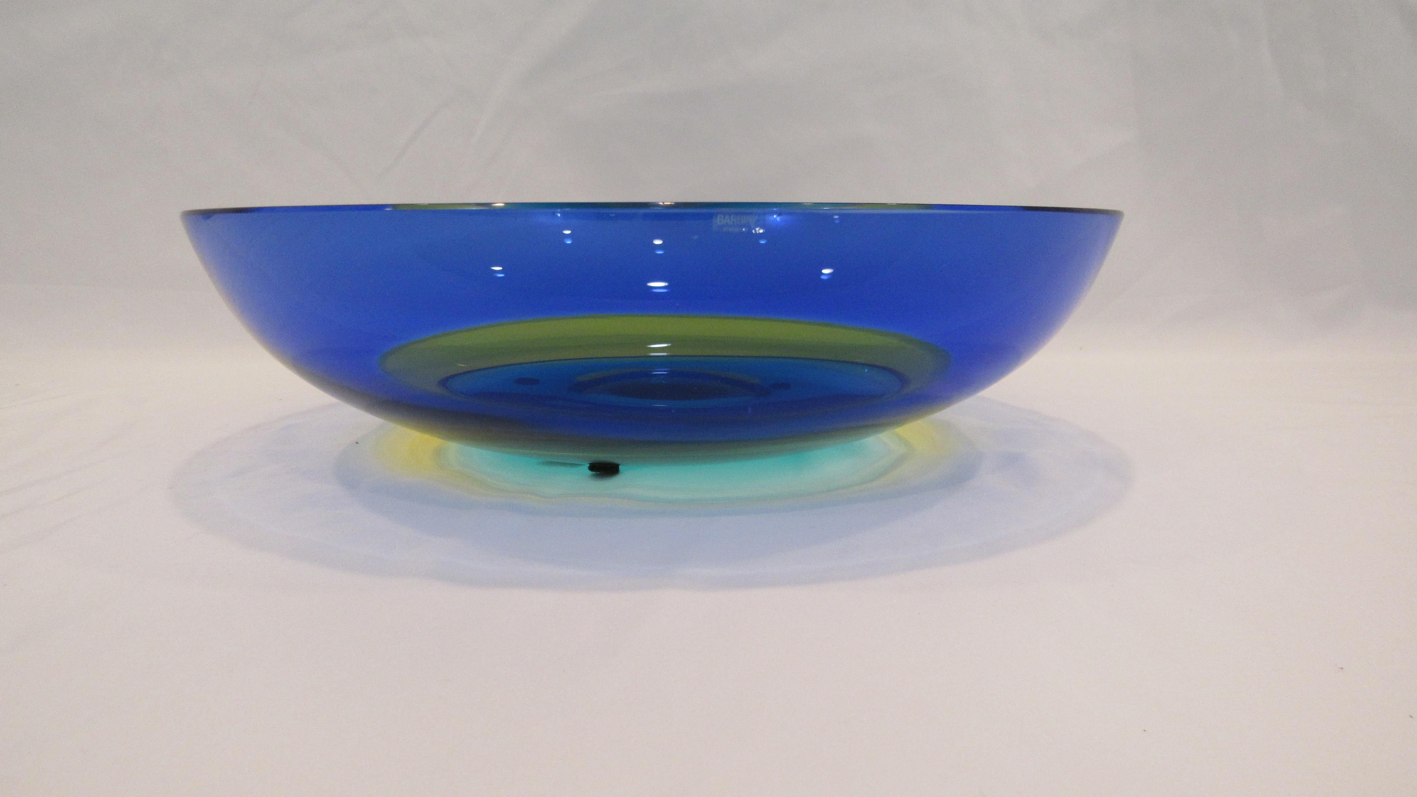 Italian Multi-Color Murano Glass Bowl by Barbini For Sale 1