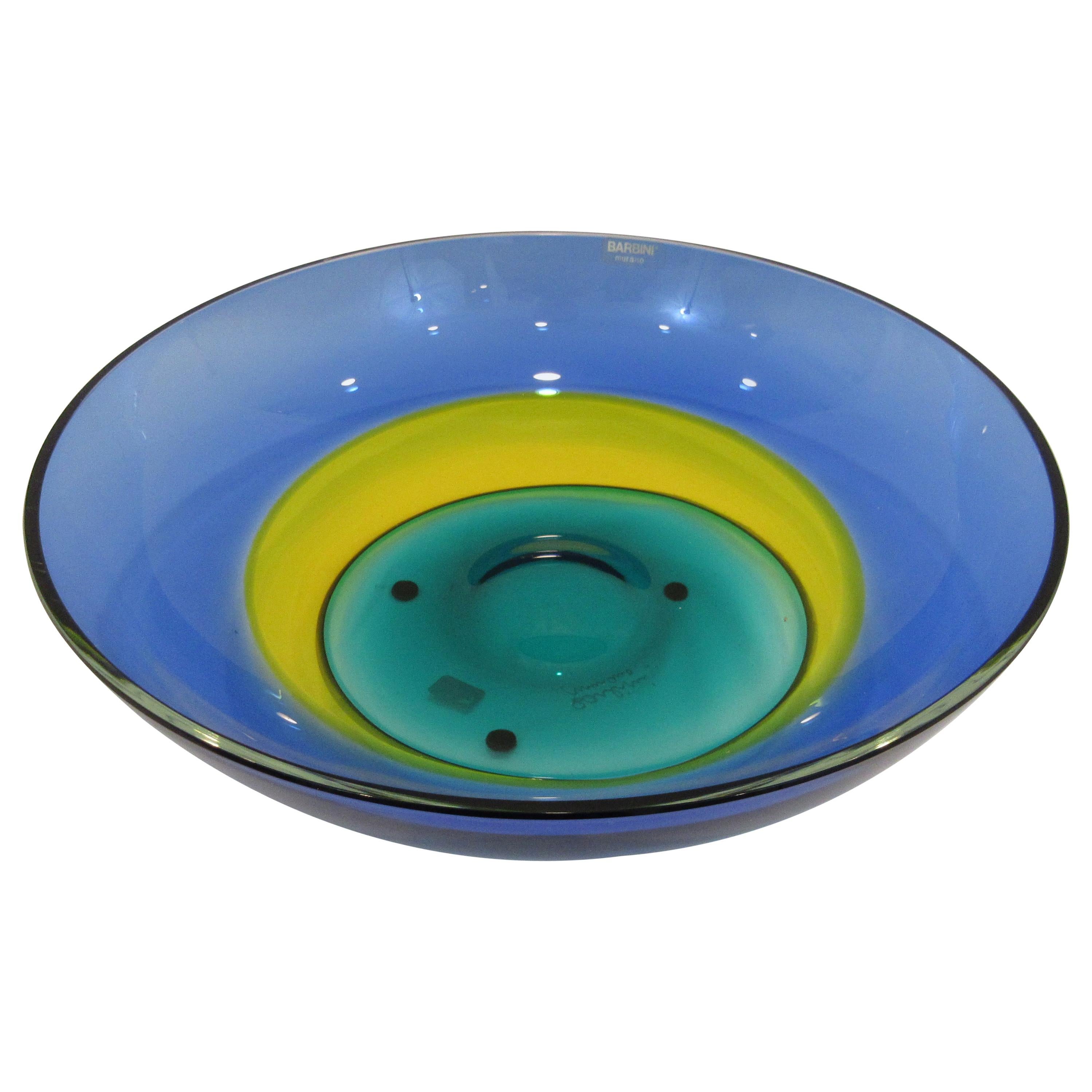 Italian Multi-Color Murano Glass Bowl by Barbini For Sale