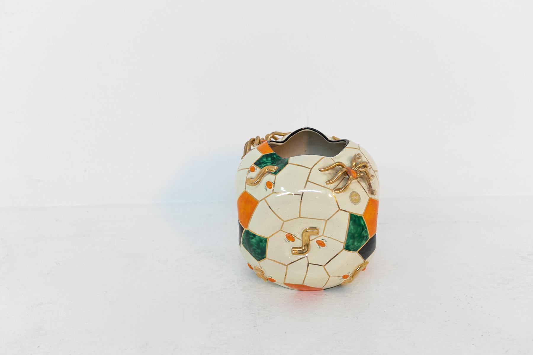 Italienische mehrfarbige Vase von Ceramica Pucci Modell Ragno N°1172 im Zustand „Gut“ im Angebot in Milano, IT