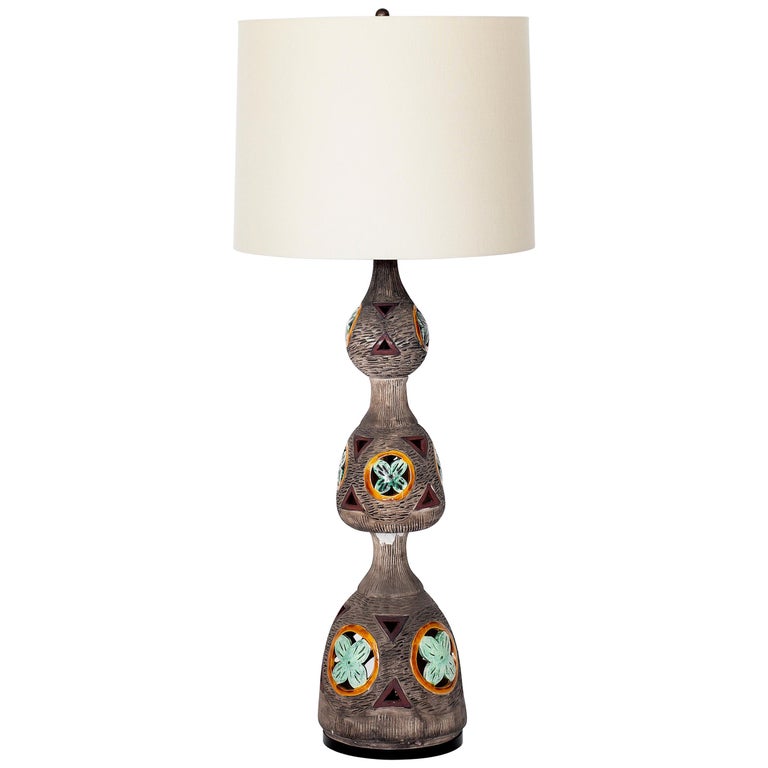 Italian Multicolored Ceramic Floor Lamp