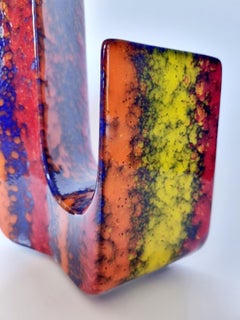 Vaso italiano in ceramica multicolore di Roberto Rigon per Bertoncello, Italia anni '70