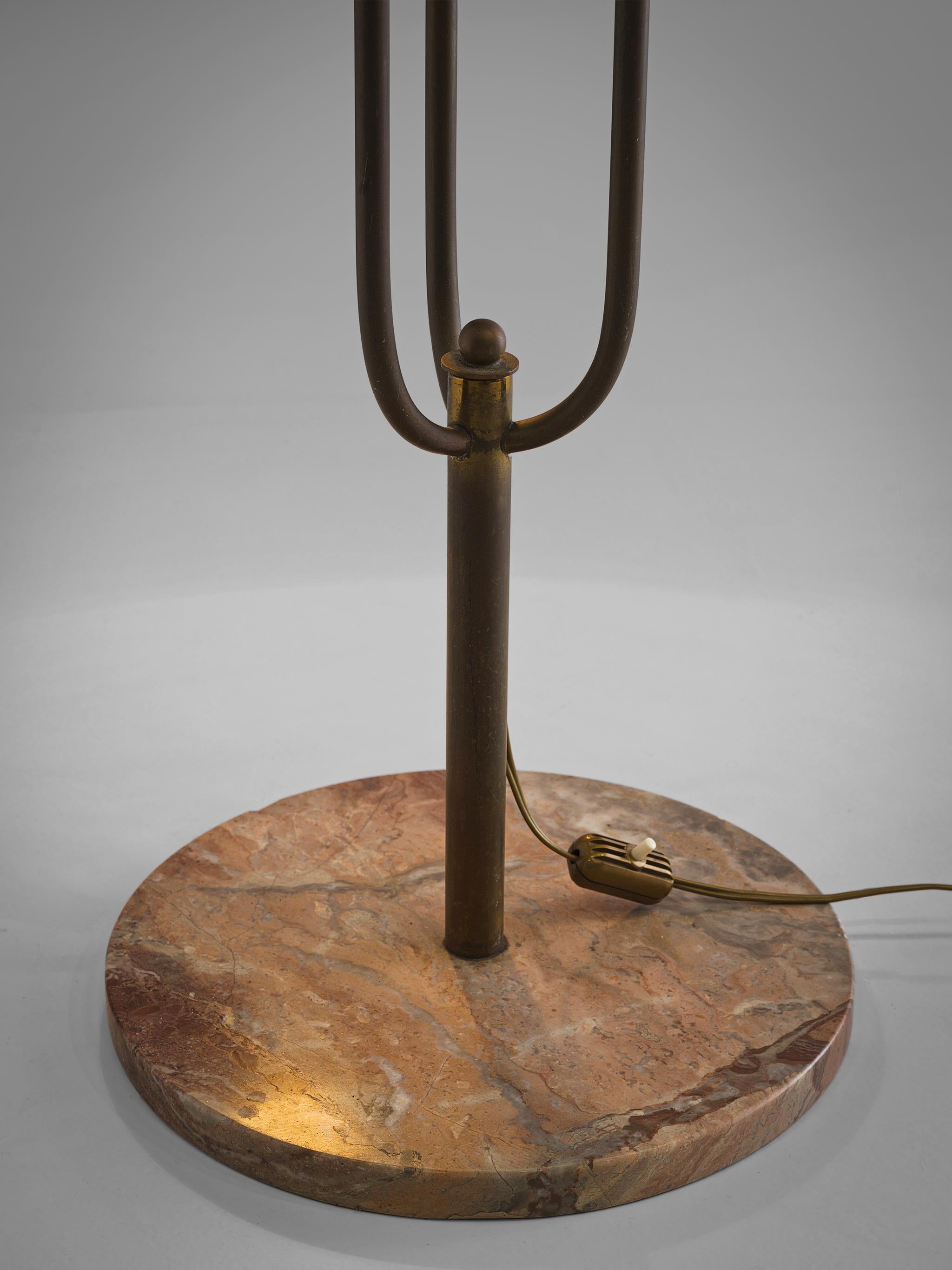Mid-20th Century Italian Multicolored Floor Lamp with Brass and Marble