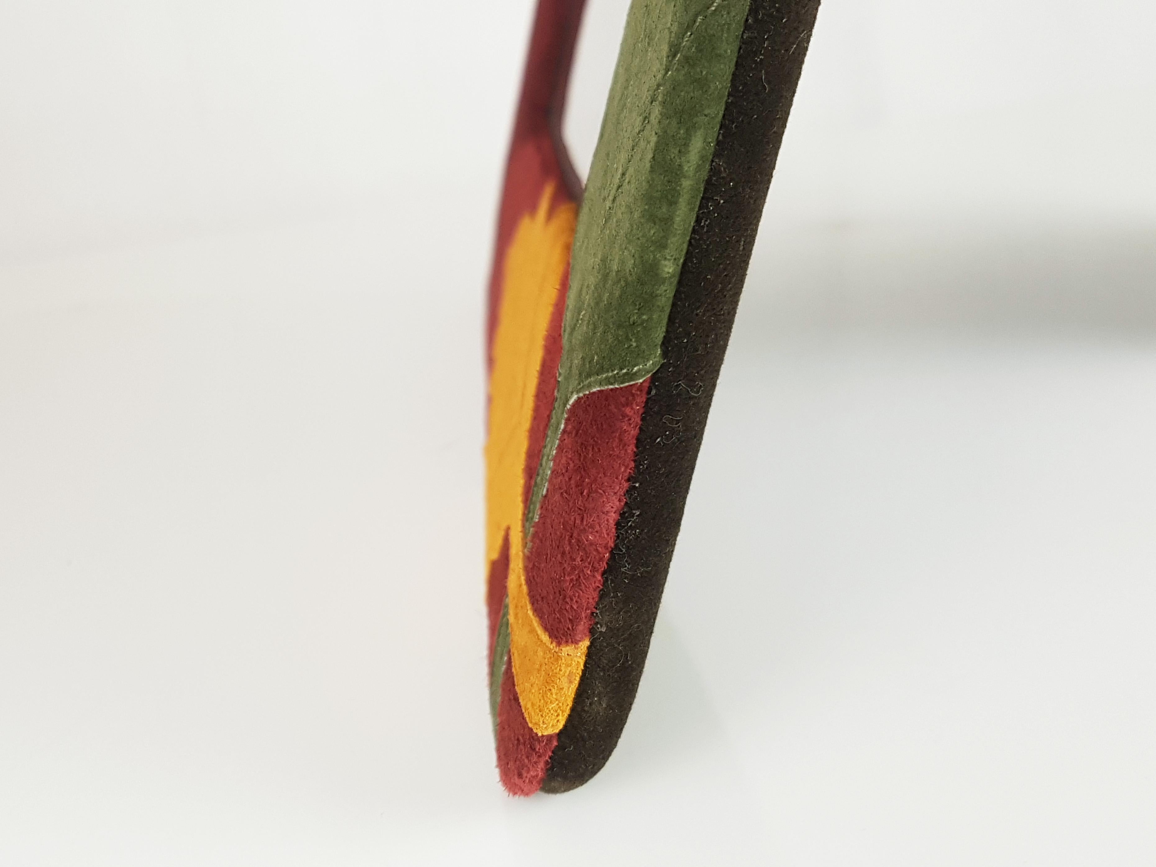 Italian Multicolored Leather, Velvet & Glass 1980-1990s Picture Frames, Set of 2 For Sale 3