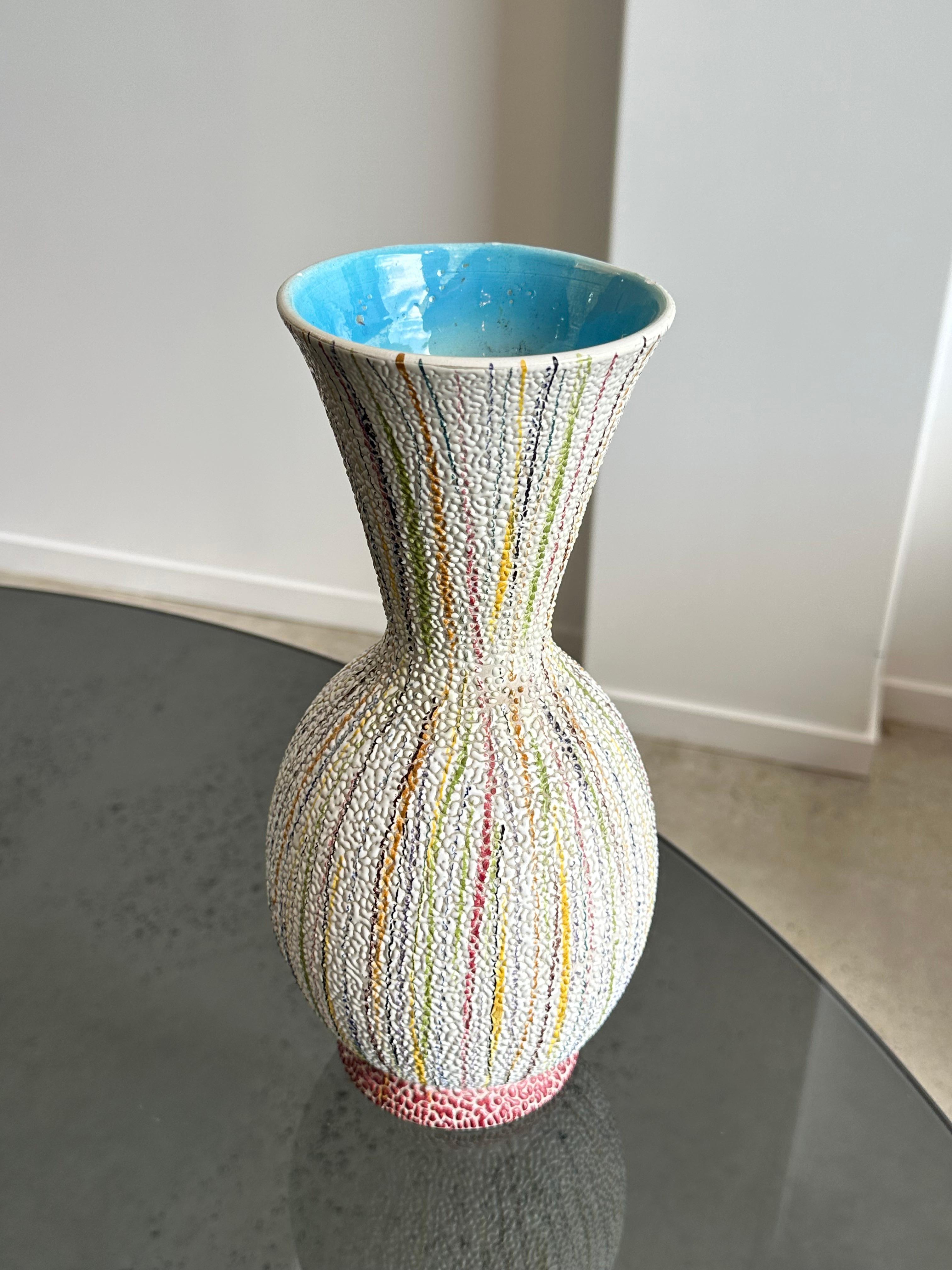 Mid-Century Modern Italian Multicoloured Mid Century Modern Ceramic Vase 1960s  For Sale