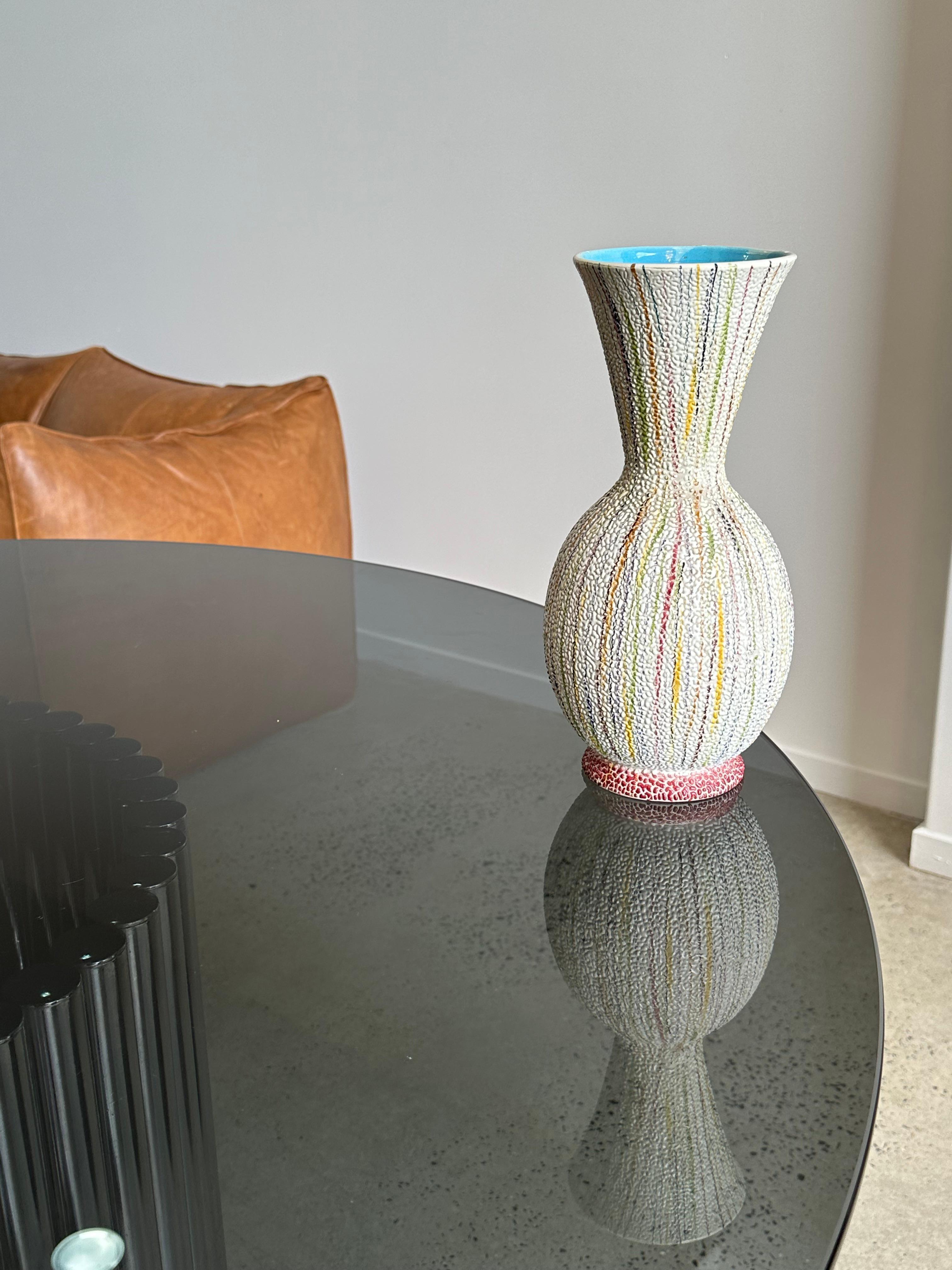 Hand-Crafted Italian Multicoloured Mid Century Modern Ceramic Vase 1960s  For Sale