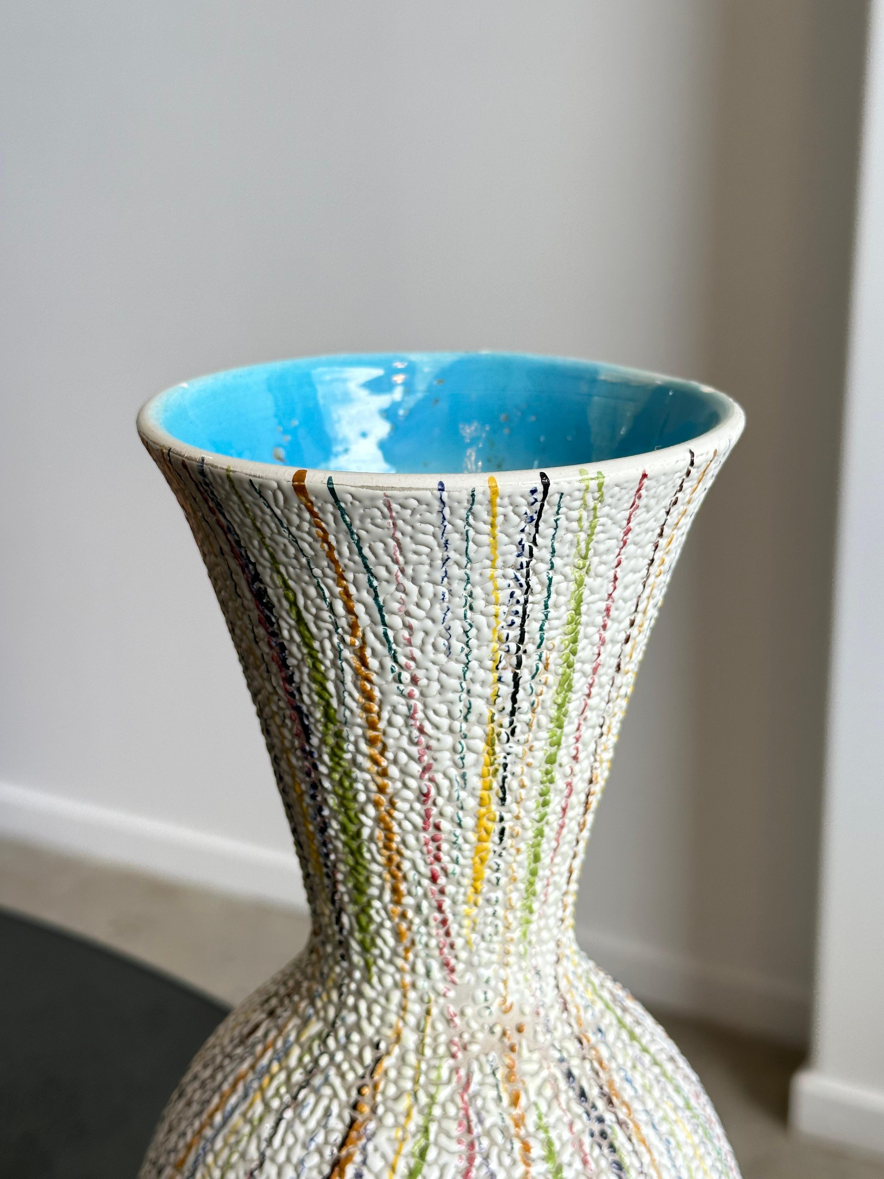 Italian Multicoloured Mid Century Modern Ceramic Vase 1960s  For Sale 1
