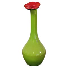 Vintage Italian Multilayered Blown Glass Soliflore Vase with Flower Shape Opening, 1970s