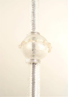 Barovier Et Toso Italian Murano Gold Dusted Glass Feather Chandelier