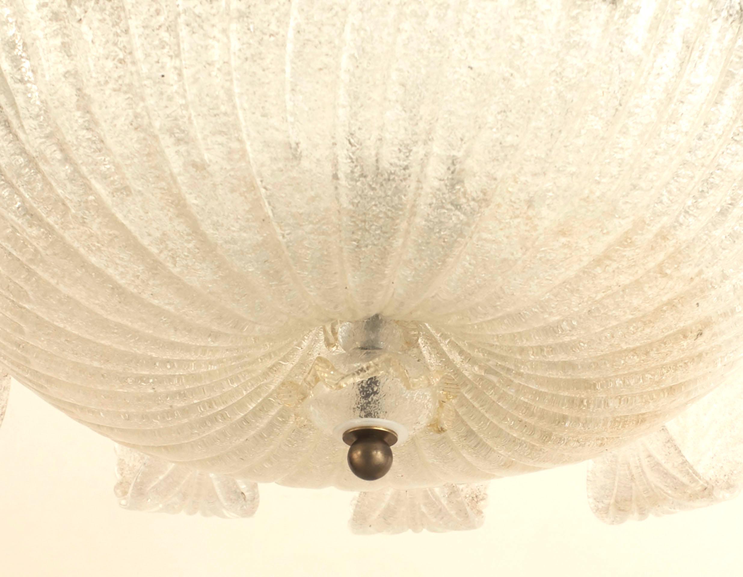 Barovier Et Toso Italian Murano Gold Dusted Glass Feather Chandelier In Good Condition For Sale In New York, NY