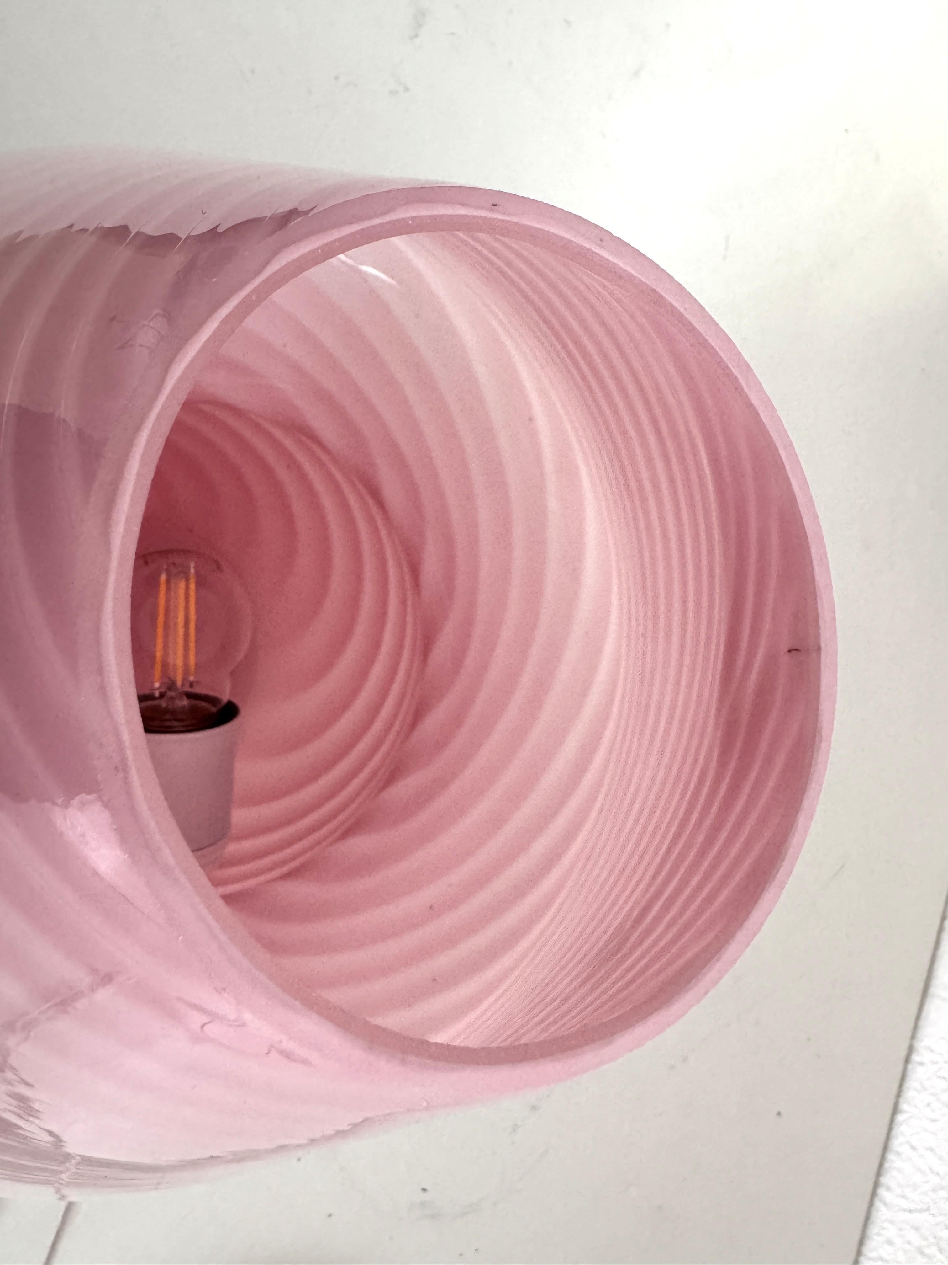 Italian Murano 70s Mushroom Table Lamp in Pink Swirl Glass en venta 5