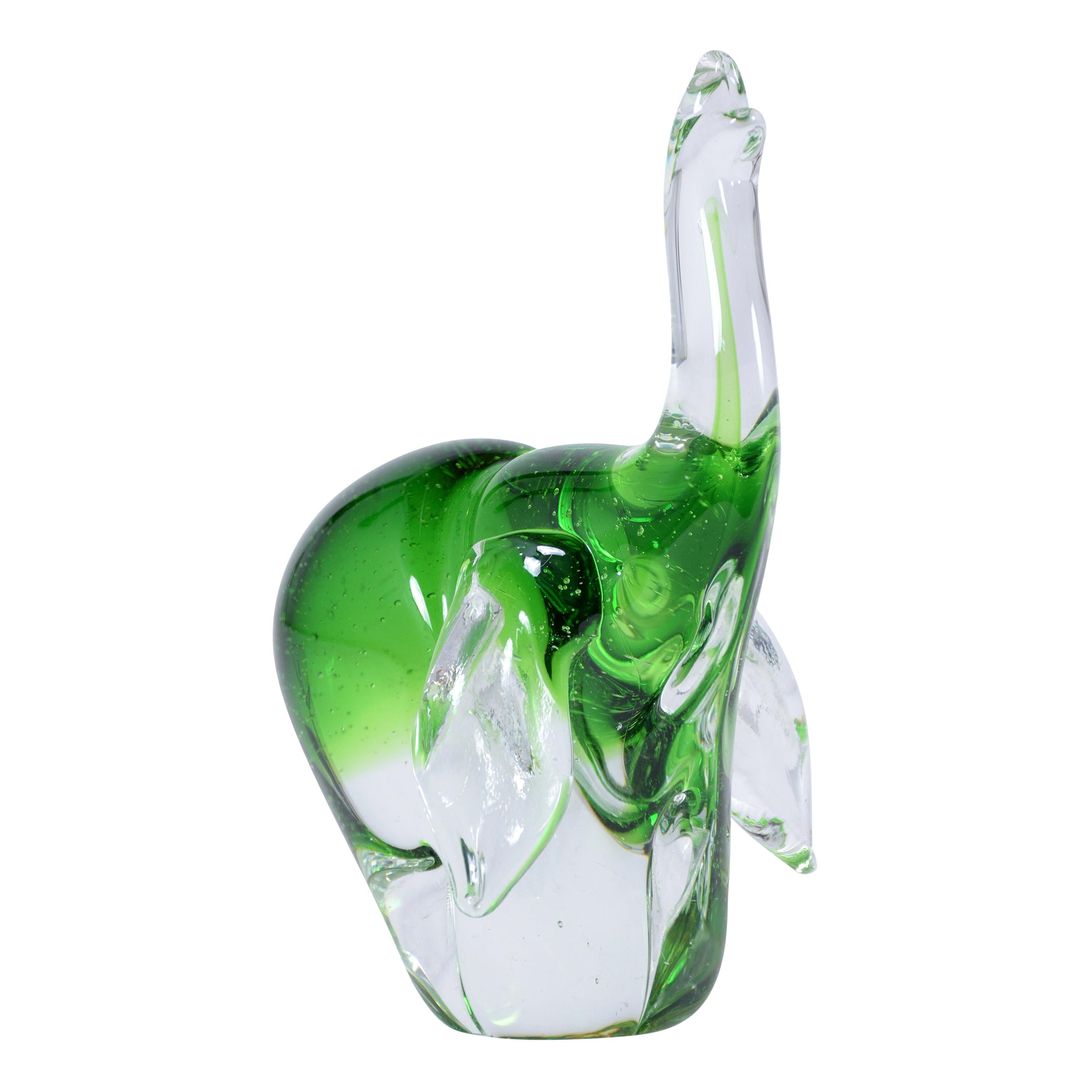Éléphant en verre italien de style Murano