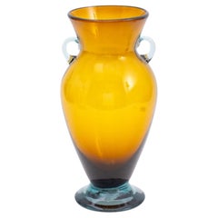 Italian Murano Amber Art Glass Vase