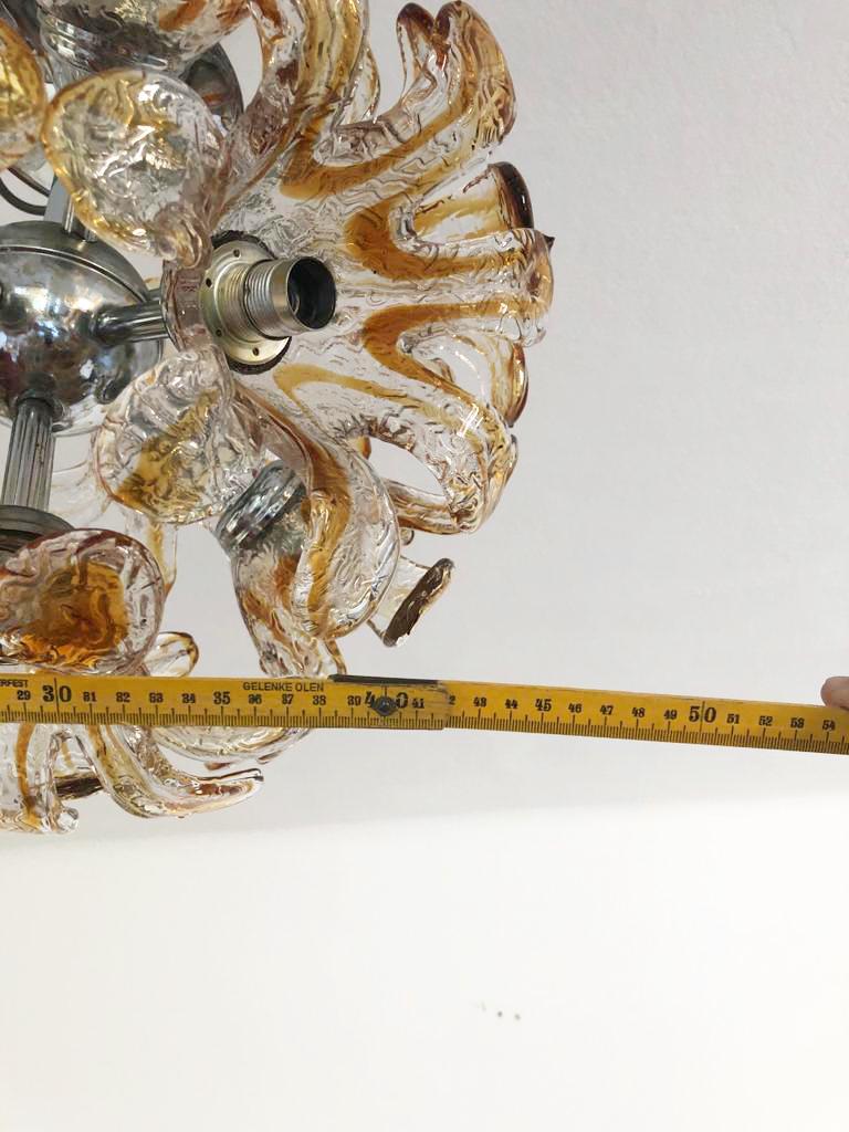 Lampadario Sputnik in ambra di Murano di Mazzega Murano in vendita 1